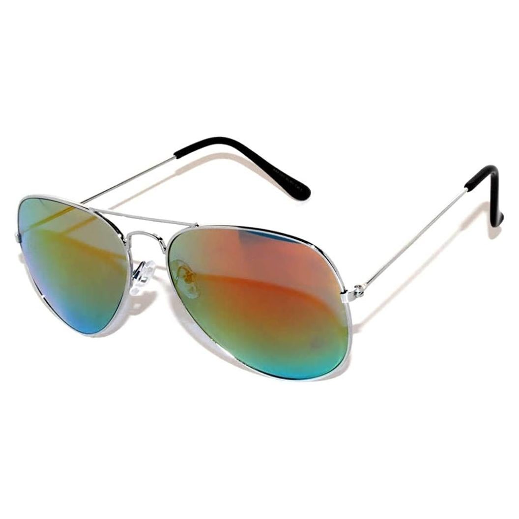 Gafas de Sol Aviador Metal UV Protección 55mm Plata Rojo