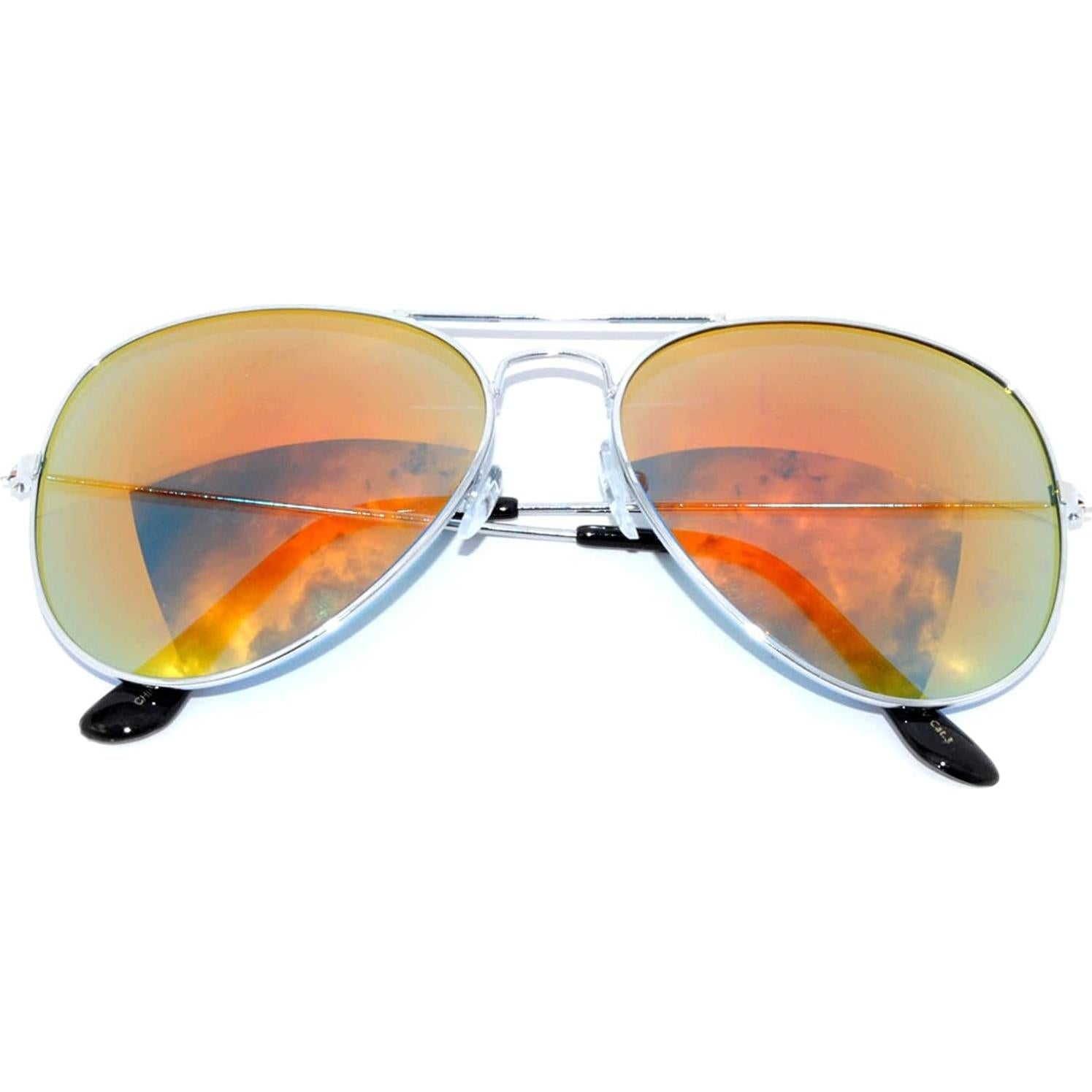 Gafas de Sol Aviador Metal UV Protección 55mm Plata Rojo