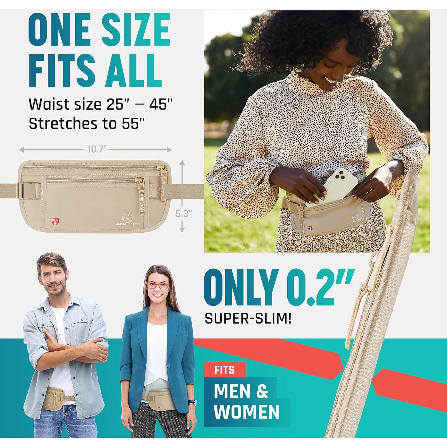 Cinturón de Dinero Oculto Alpha Keeper RFID 139,7 cm