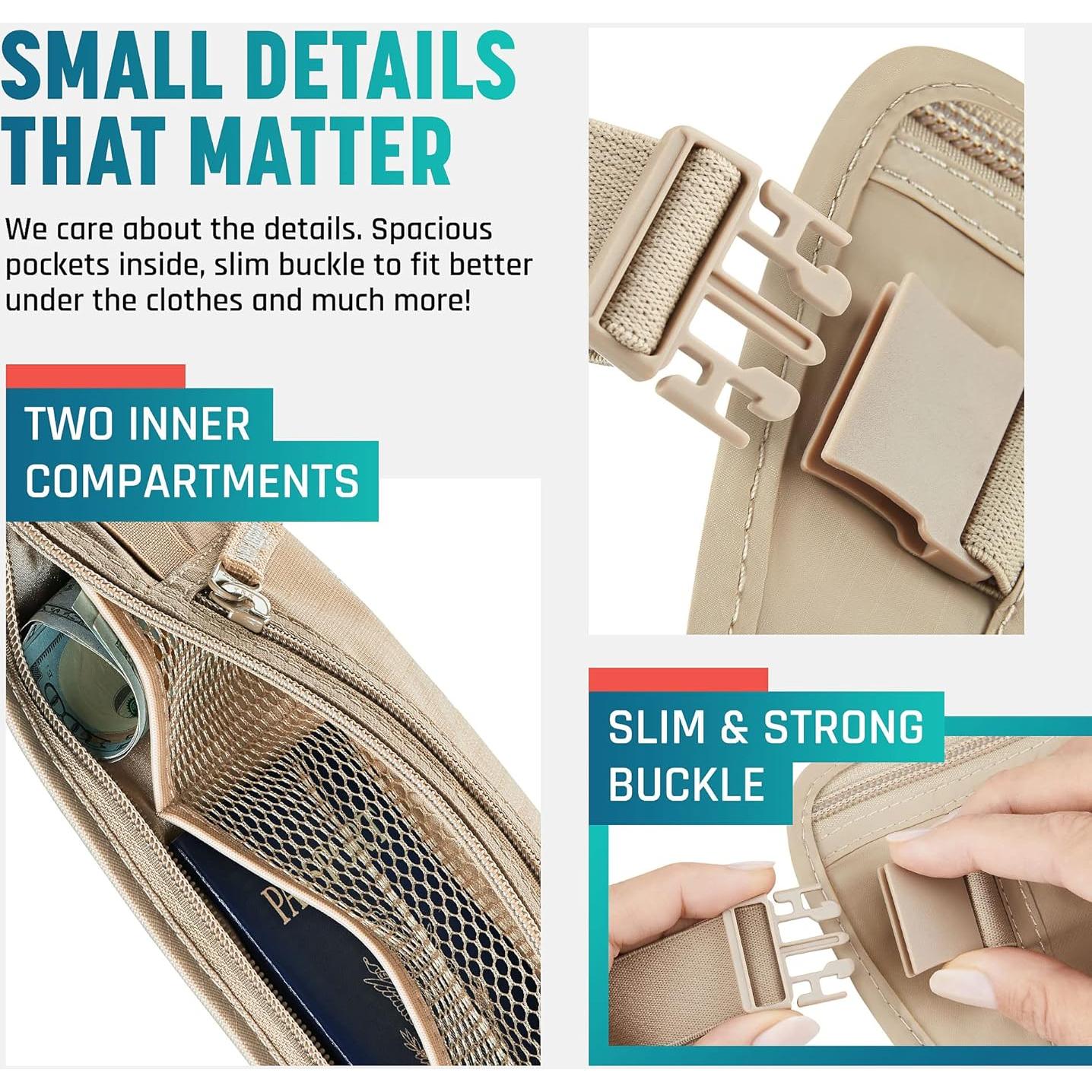 Cinturón de Dinero Oculto Alpha Keeper RFID 139,7 cm