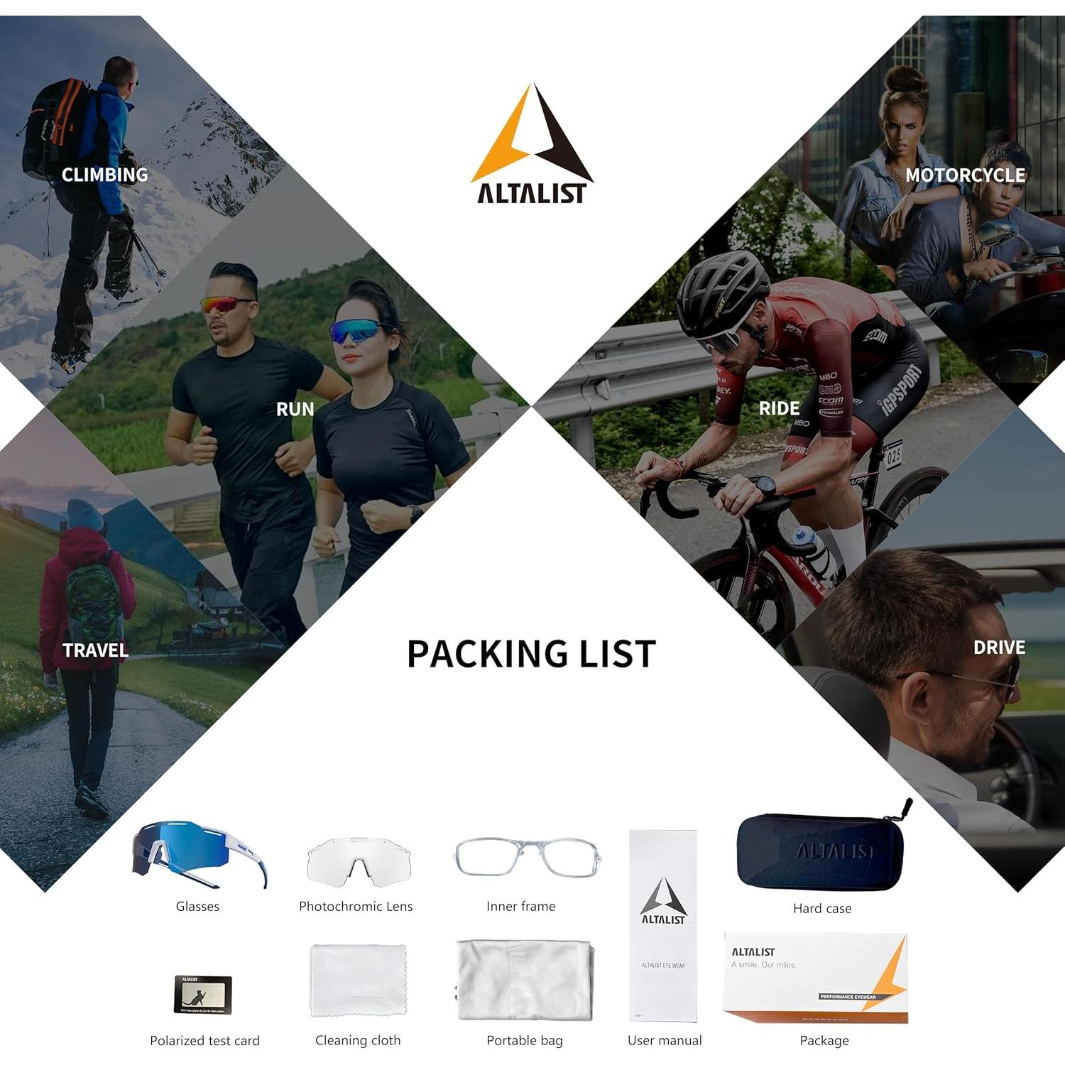 Gafas de Ciclismo ALTALIST UV400 Intercambiables Blancas