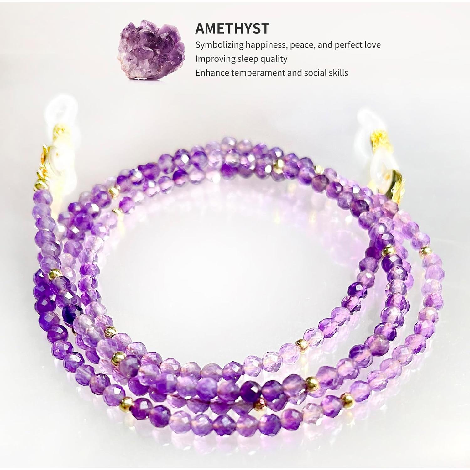Cadena de Gafas Amatista con Charm Premium para Mujeres