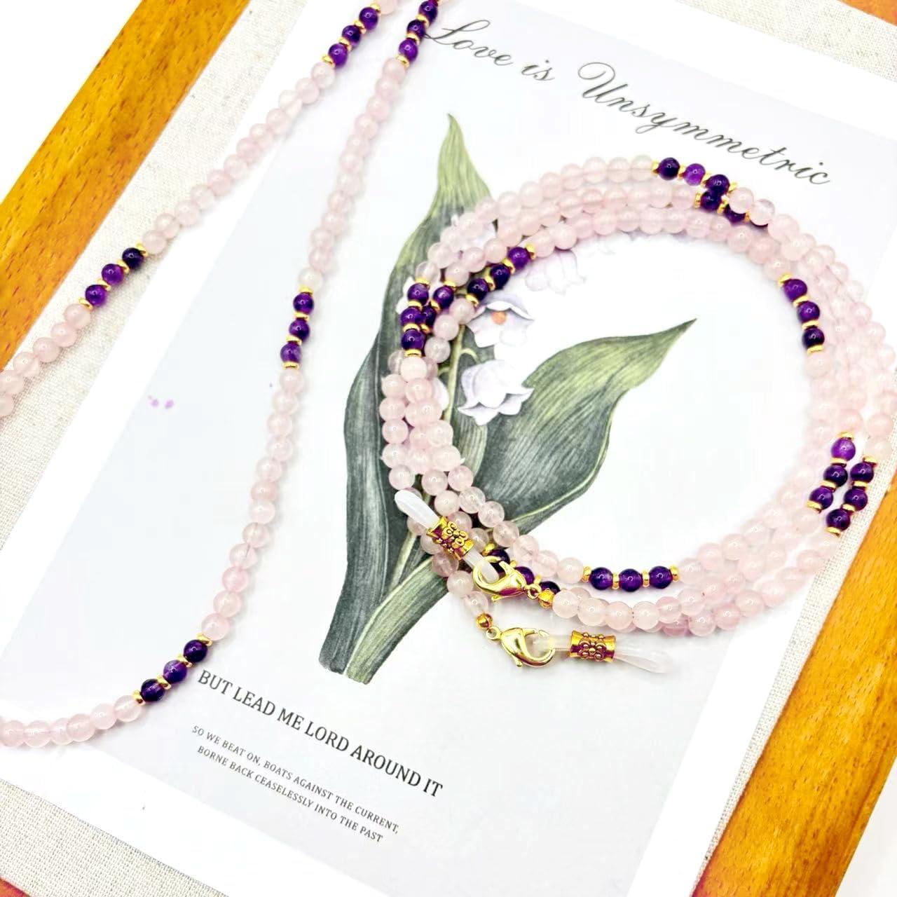 Cadena de Gafas de Cuentas Premium - 69.85 cm - Rosa Ametista