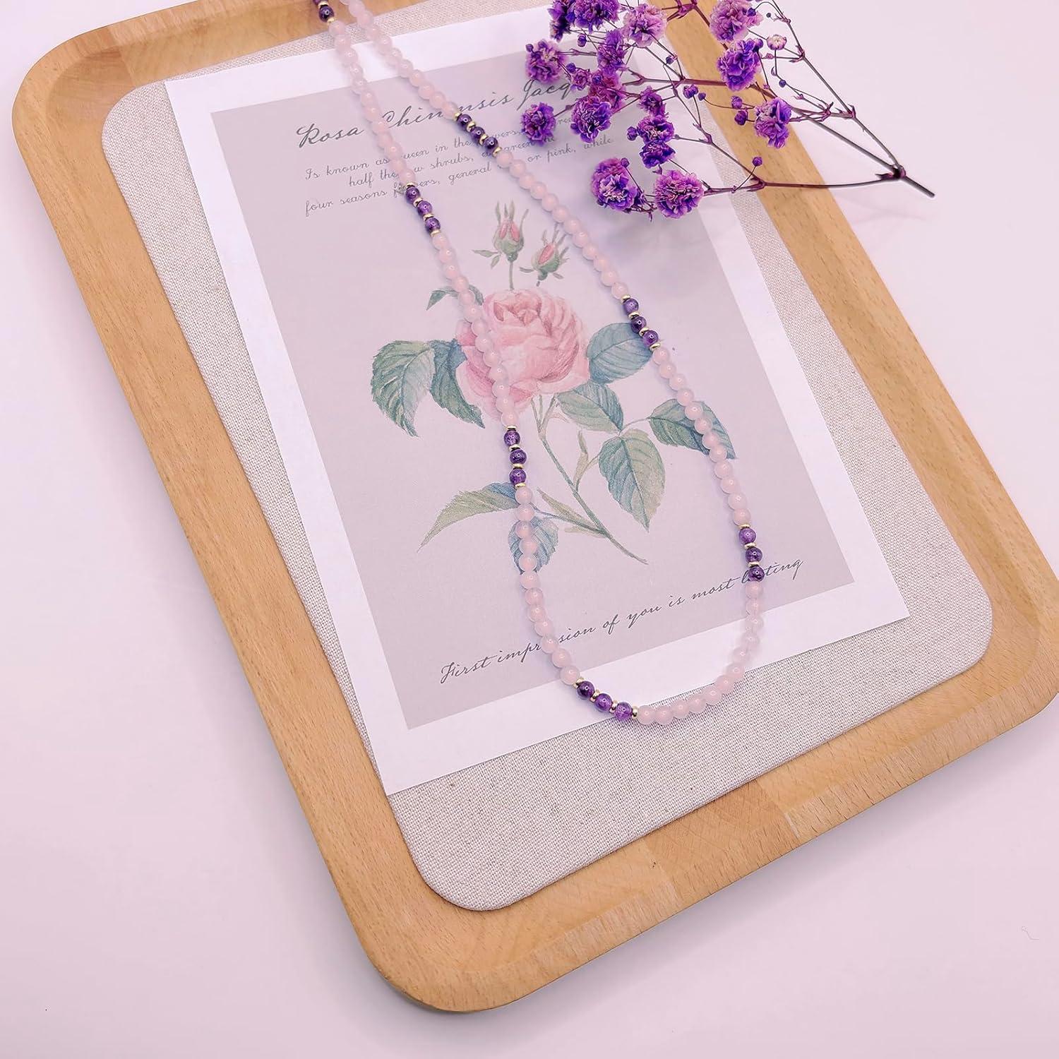 Cadena de Gafas de Cuentas Premium - 69.85 cm - Rosa Ametista