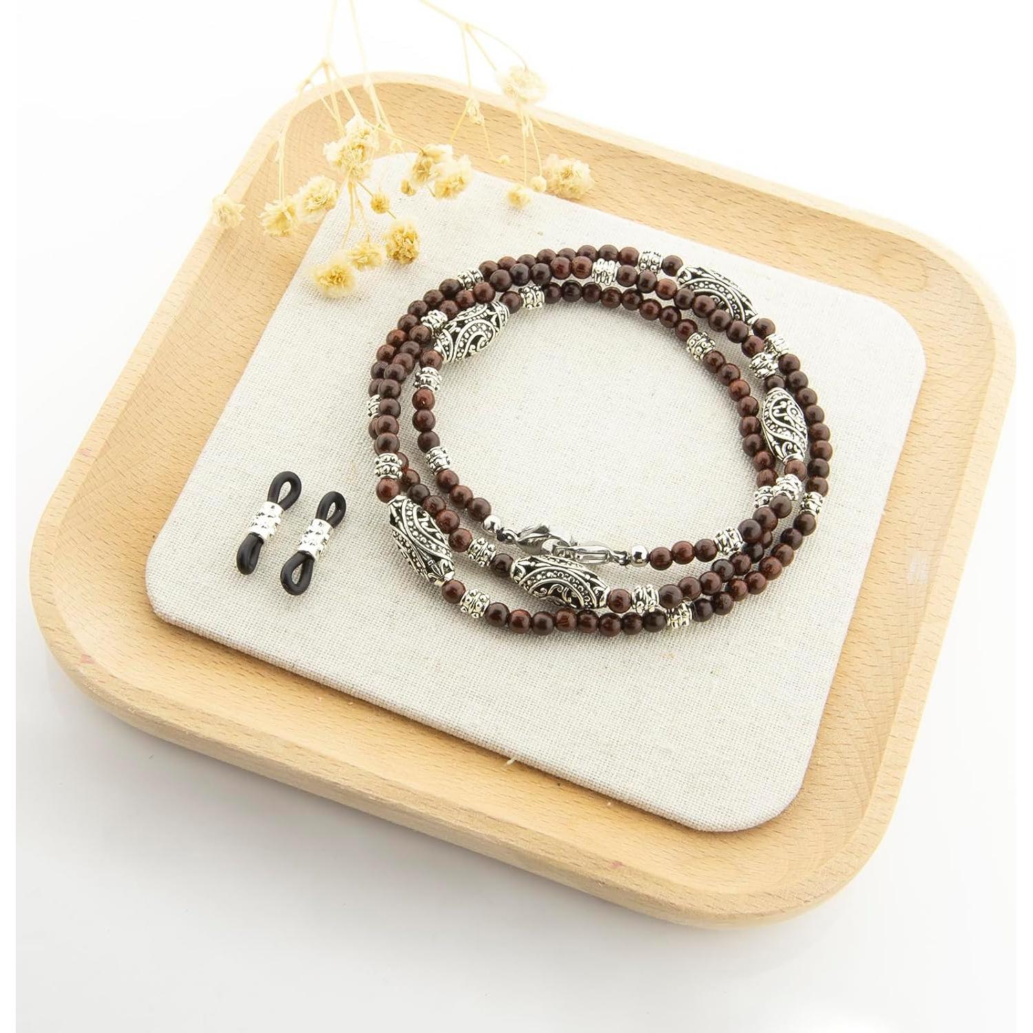 Cadena de Gafas de Moda con Cuentas - Madera de Rosa