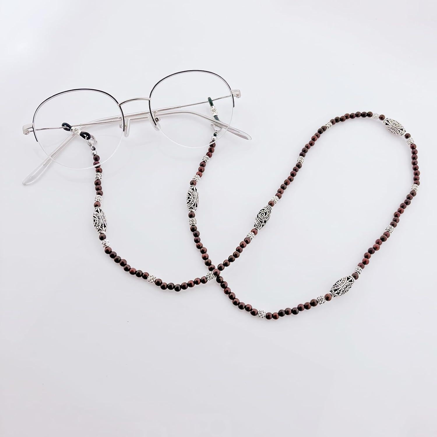 Cadena de Gafas de Moda con Cuentas - Madera de Rosa