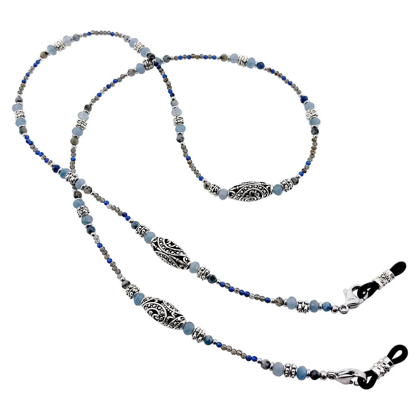 Cadena para Gafas Elegante con Perlas Punto Azul Boho