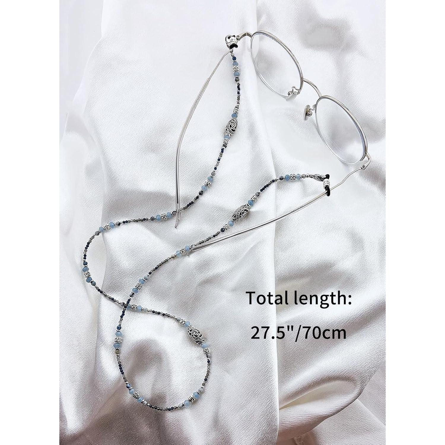 Cadena para Gafas Elegante con Perlas Punto Azul Boho