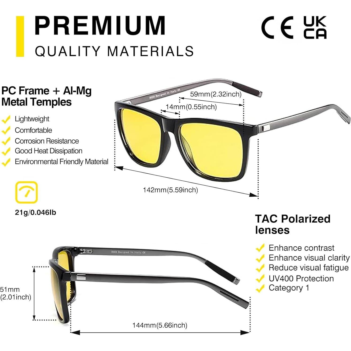 Gafas de Visión Nocturna DUCO Amarillas Polarizadas UV