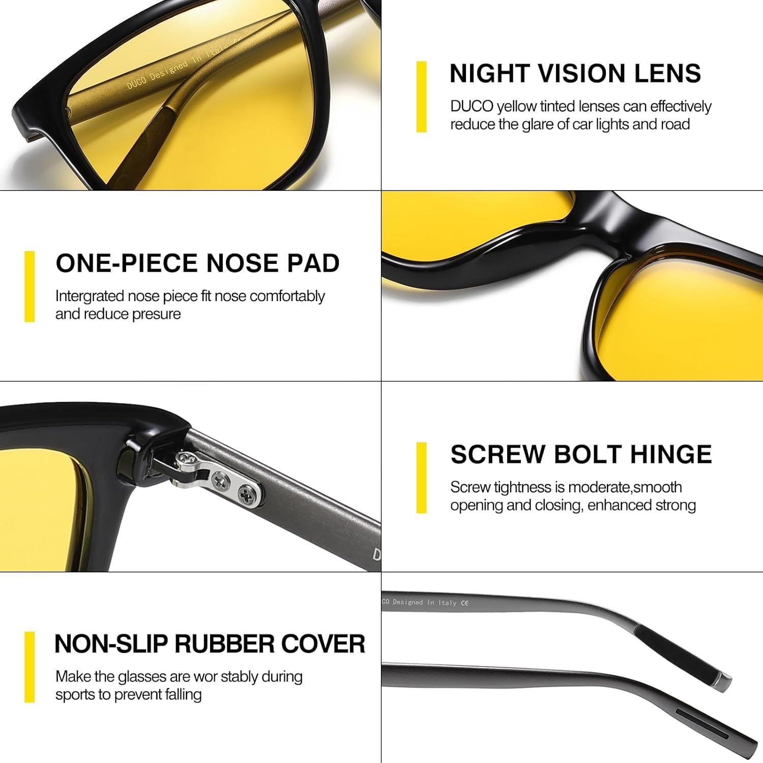 Gafas de Visión Nocturna DUCO Amarillas Polarizadas UV