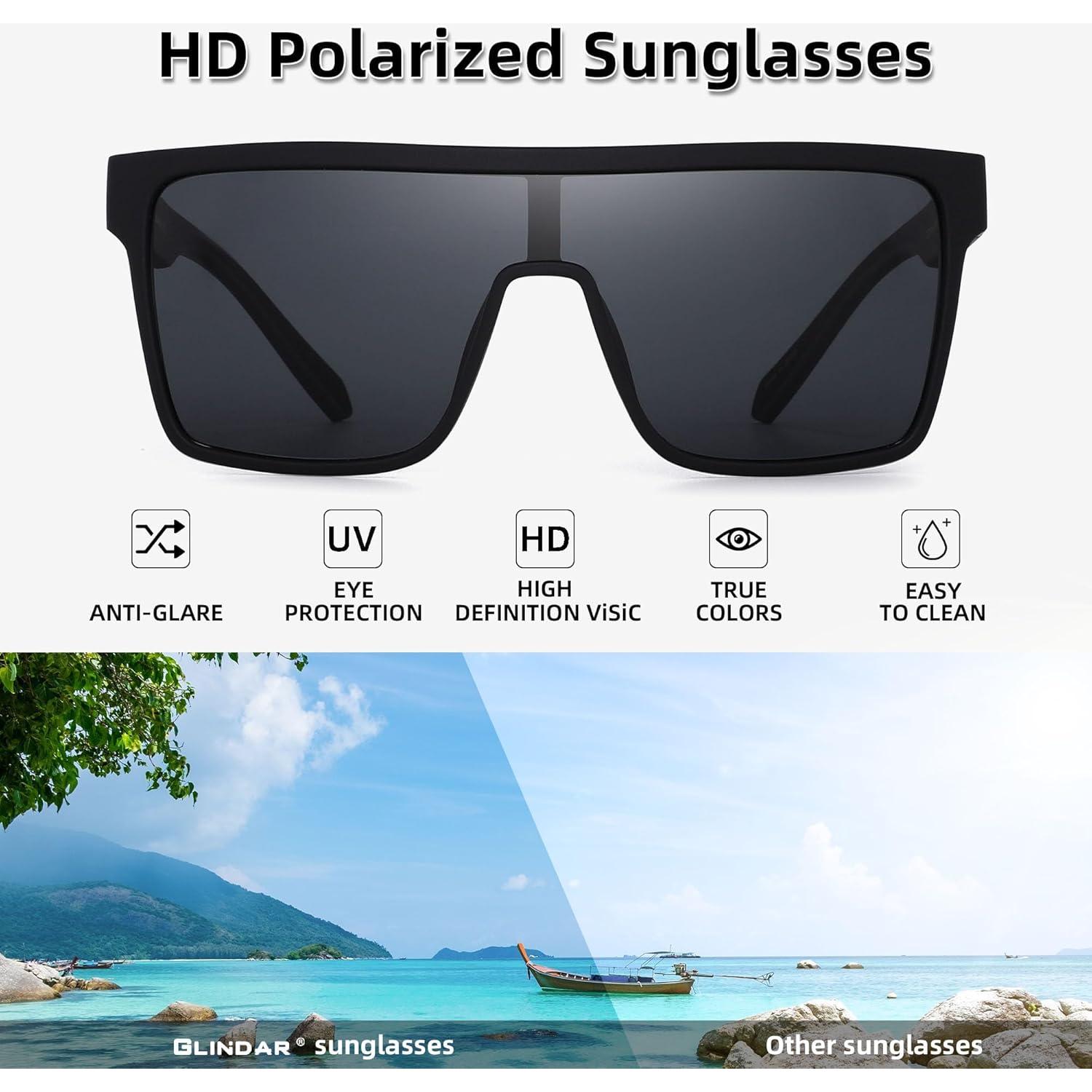 Gafas de Sol Polarizadas GLINDAR UV400 Cuadradas para Hombres y Mujeres