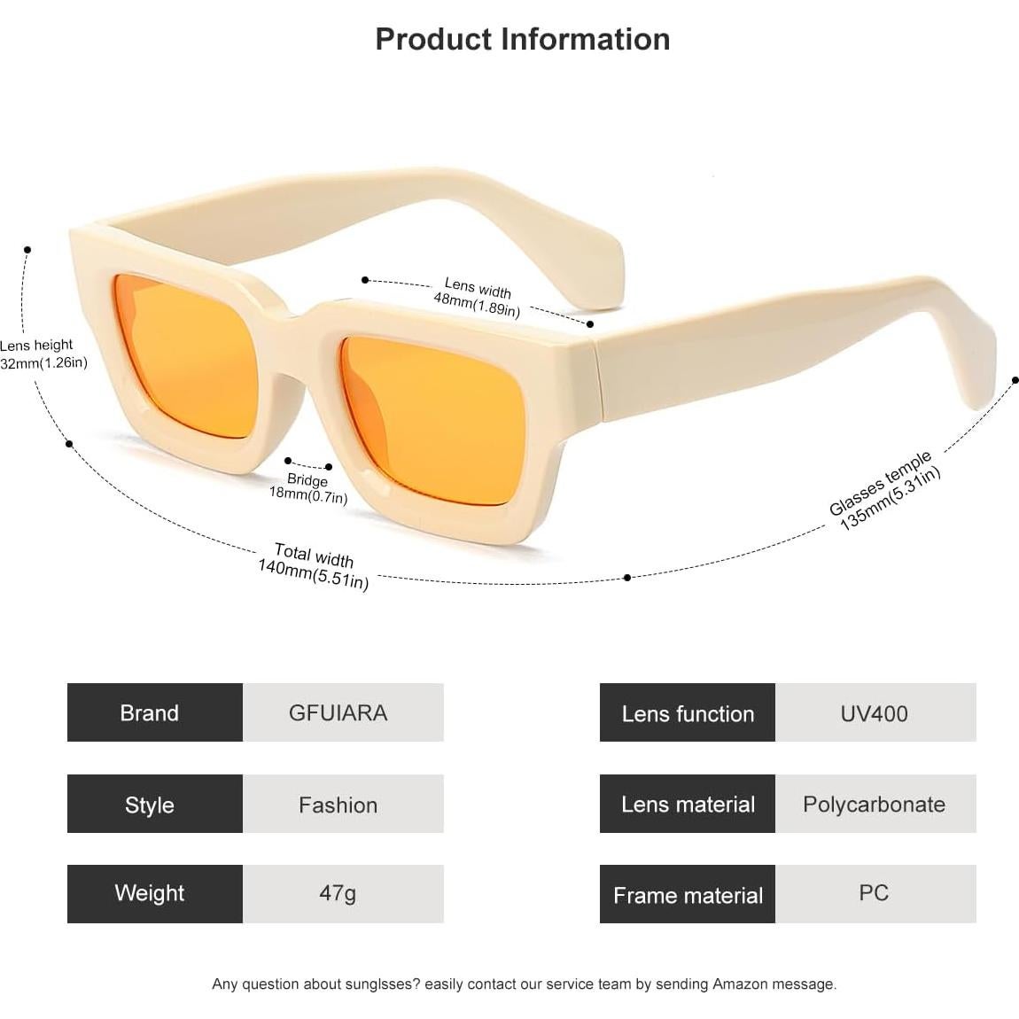 Gafas de Sol Cuadradas UV400 GFUIARA Unisex Beige