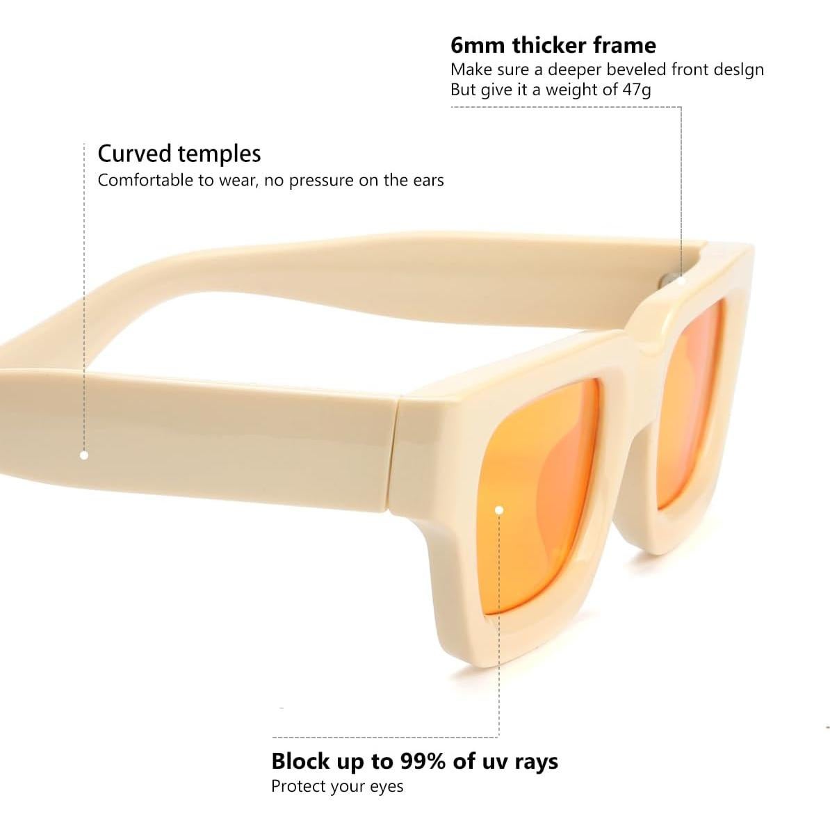 Gafas de Sol Cuadradas UV400 GFUIARA Unisex Beige