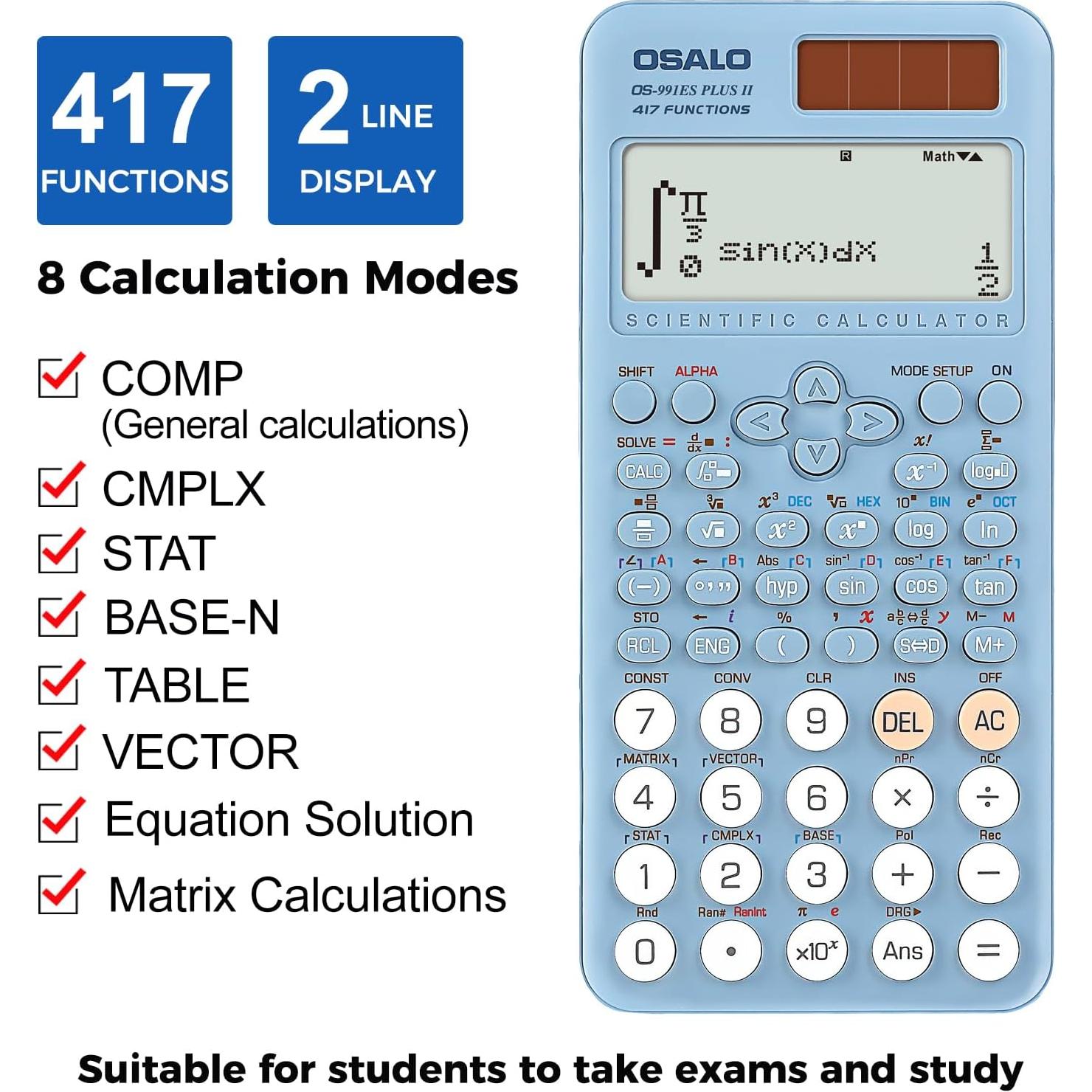 Calculadora Científica OSALO 991ES Plus 417 Funciones Azul