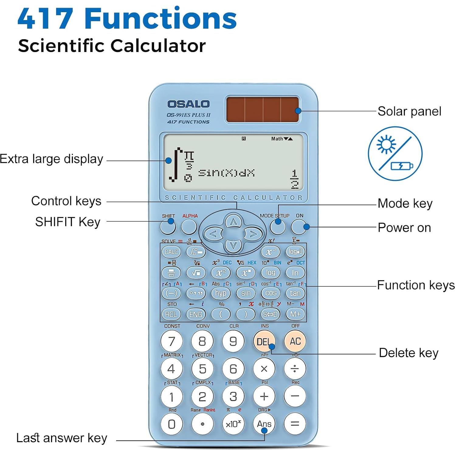 Calculadora Científica OSALO 991ES Plus 417 Funciones Azul