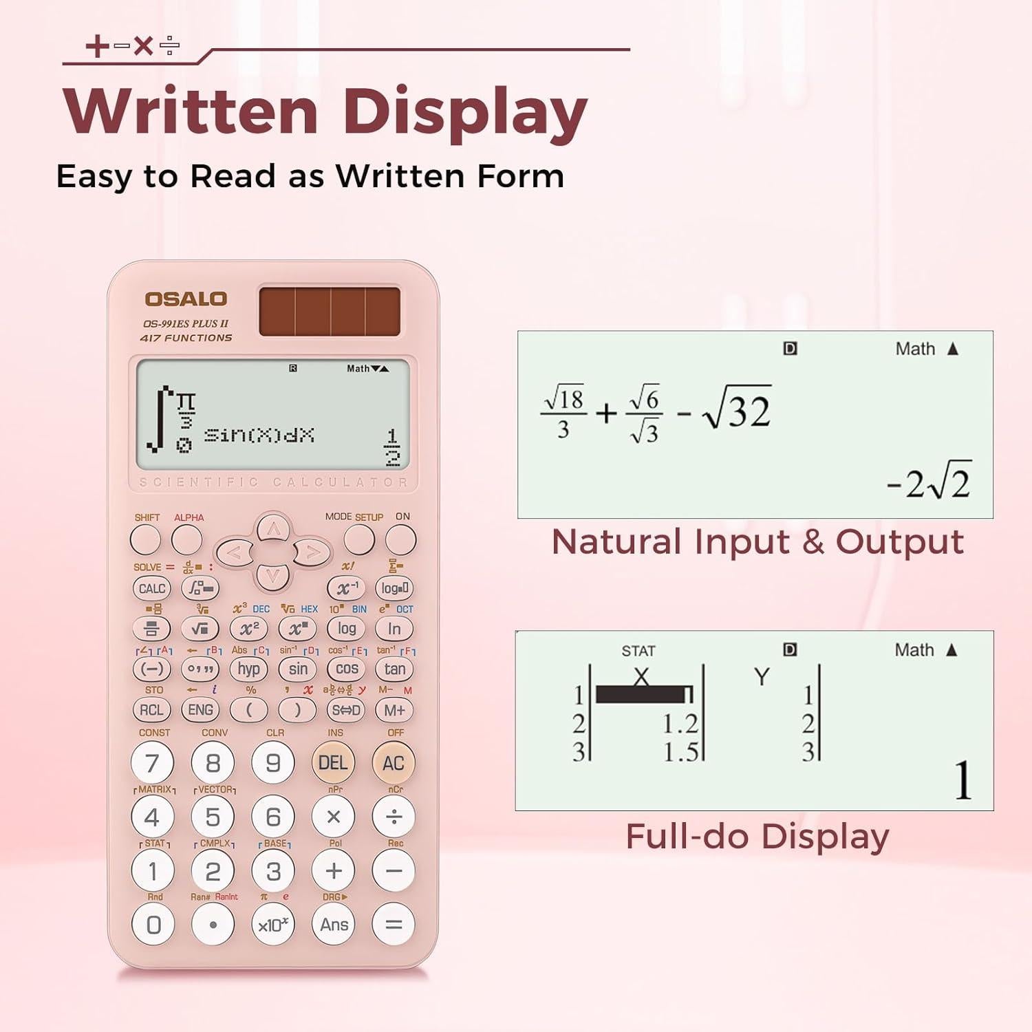 Calculadora Científica OSALO 401/417 Funciones Pantalla Escrita