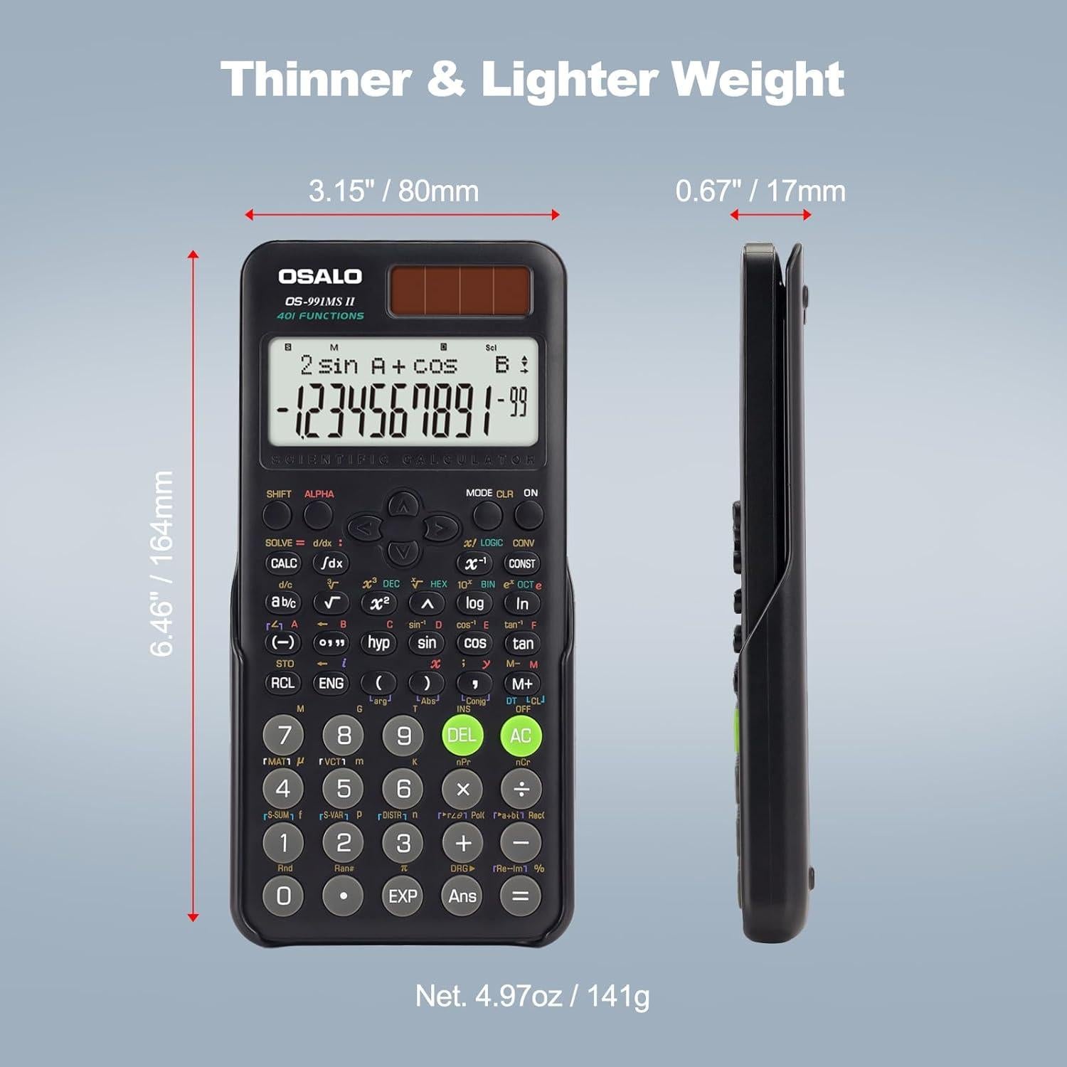 Calculadora Científica OSALO 401/417 Funciones Pantalla Escrita