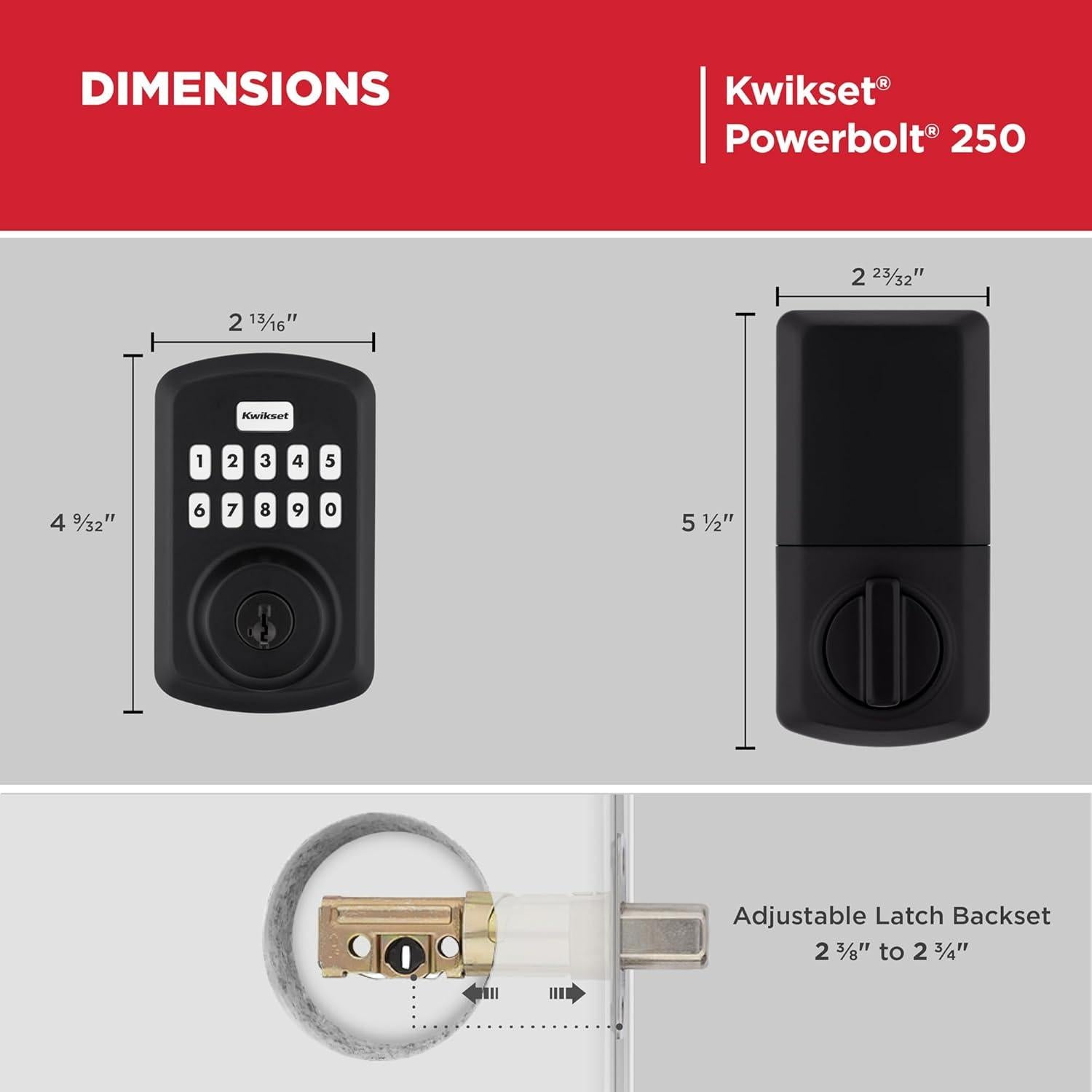 Cerradura Electrónica Kwikset Powerbolt 250 Teclado 10 Botones