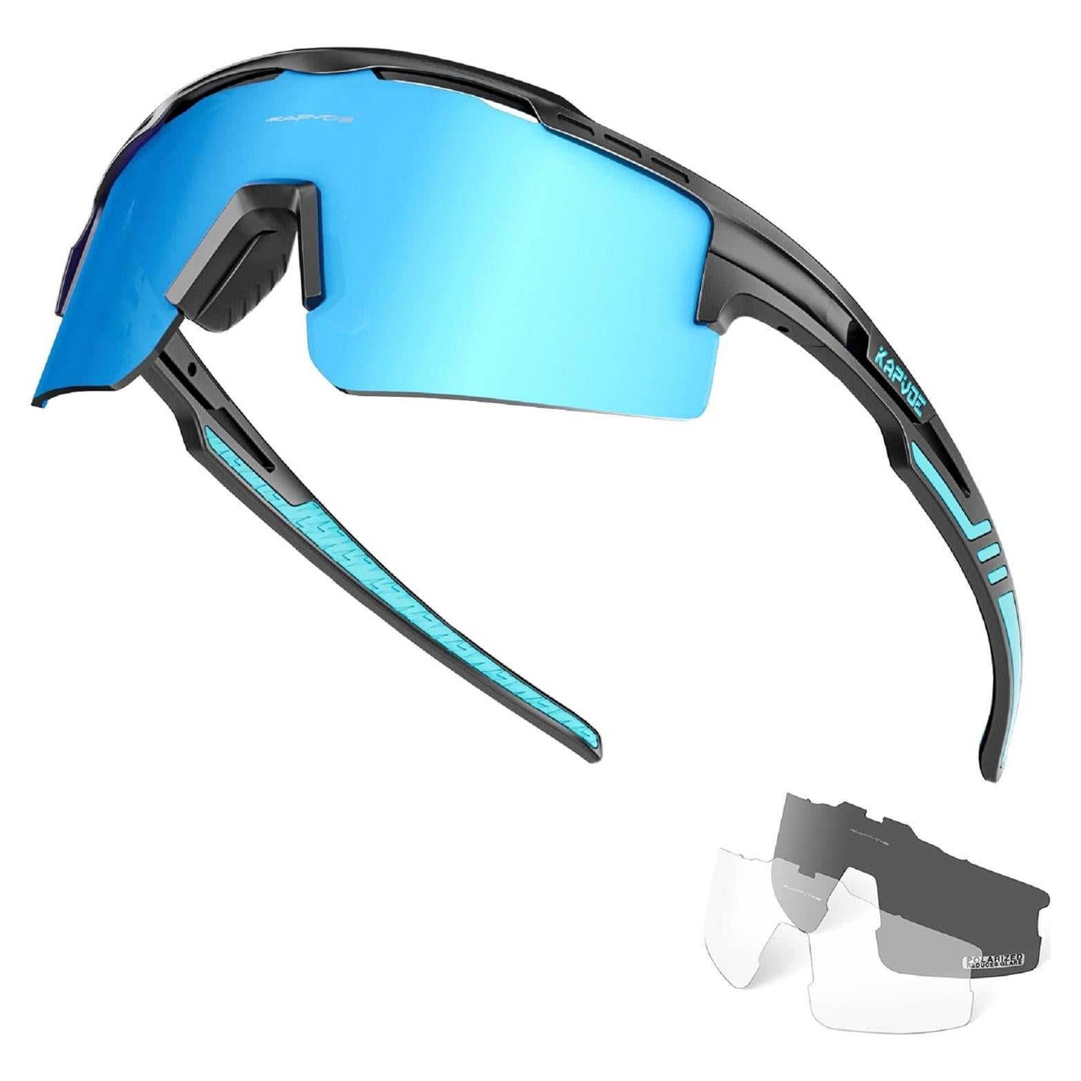 Gafas de Ciclismo KAPVOE UV400 con 3 Lentes Reemplazables
