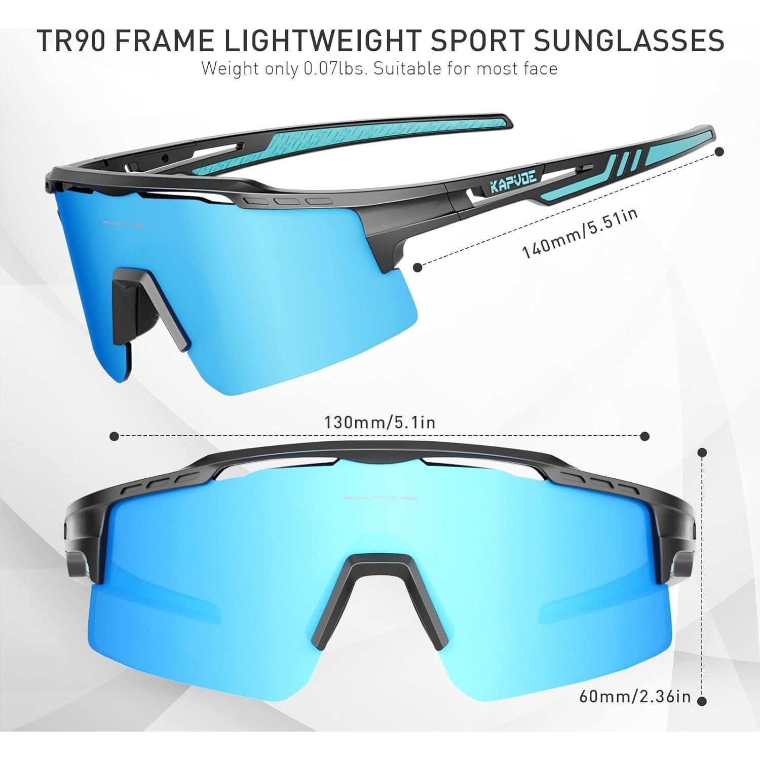 Gafas de Ciclismo KAPVOE UV400 con 3 Lentes Reemplazables