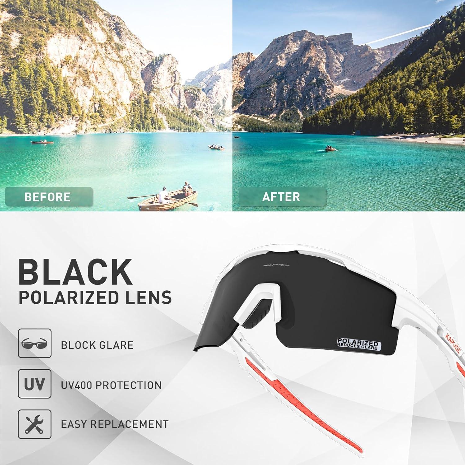 Gafas de Ciclismo KAPVOE UV400 con 3 Lentes Reemplazables
