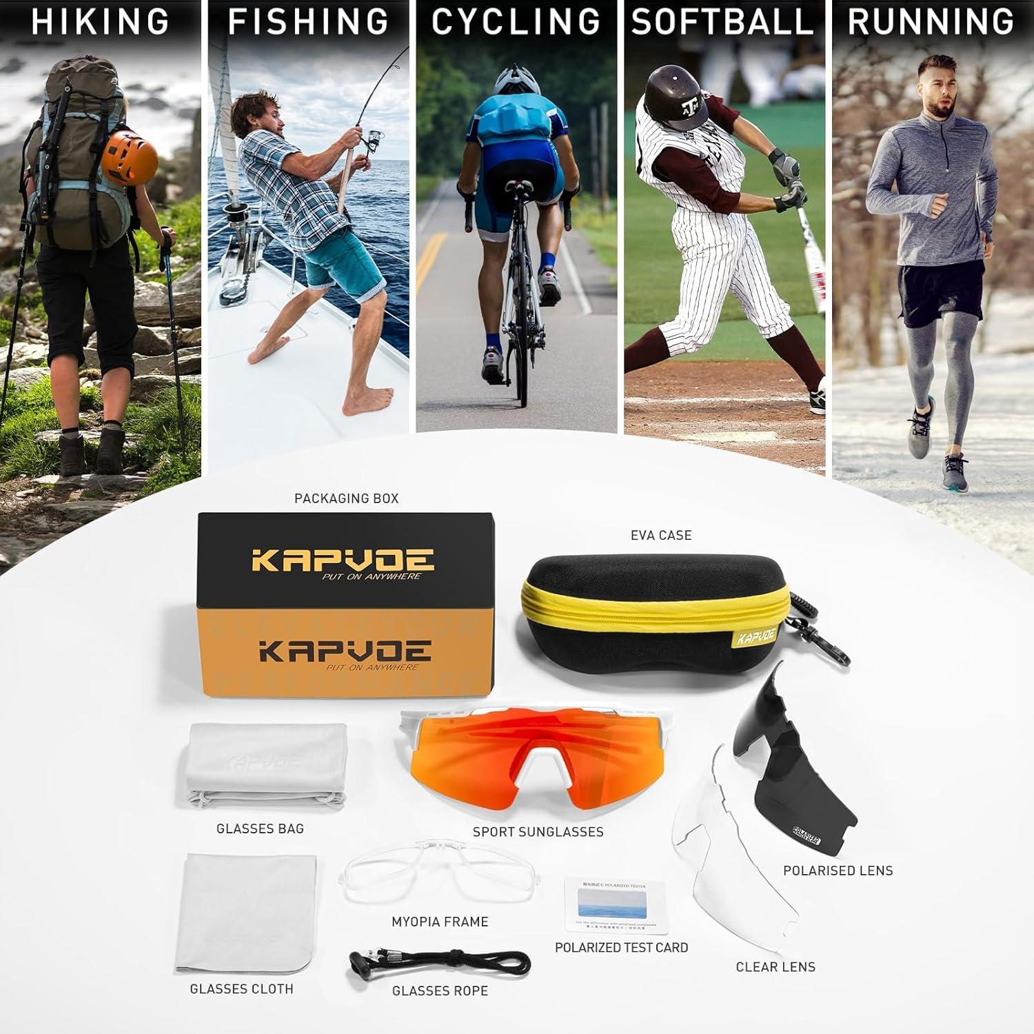 Gafas de Ciclismo KAPVOE UV400 con 3 Lentes Reemplazables