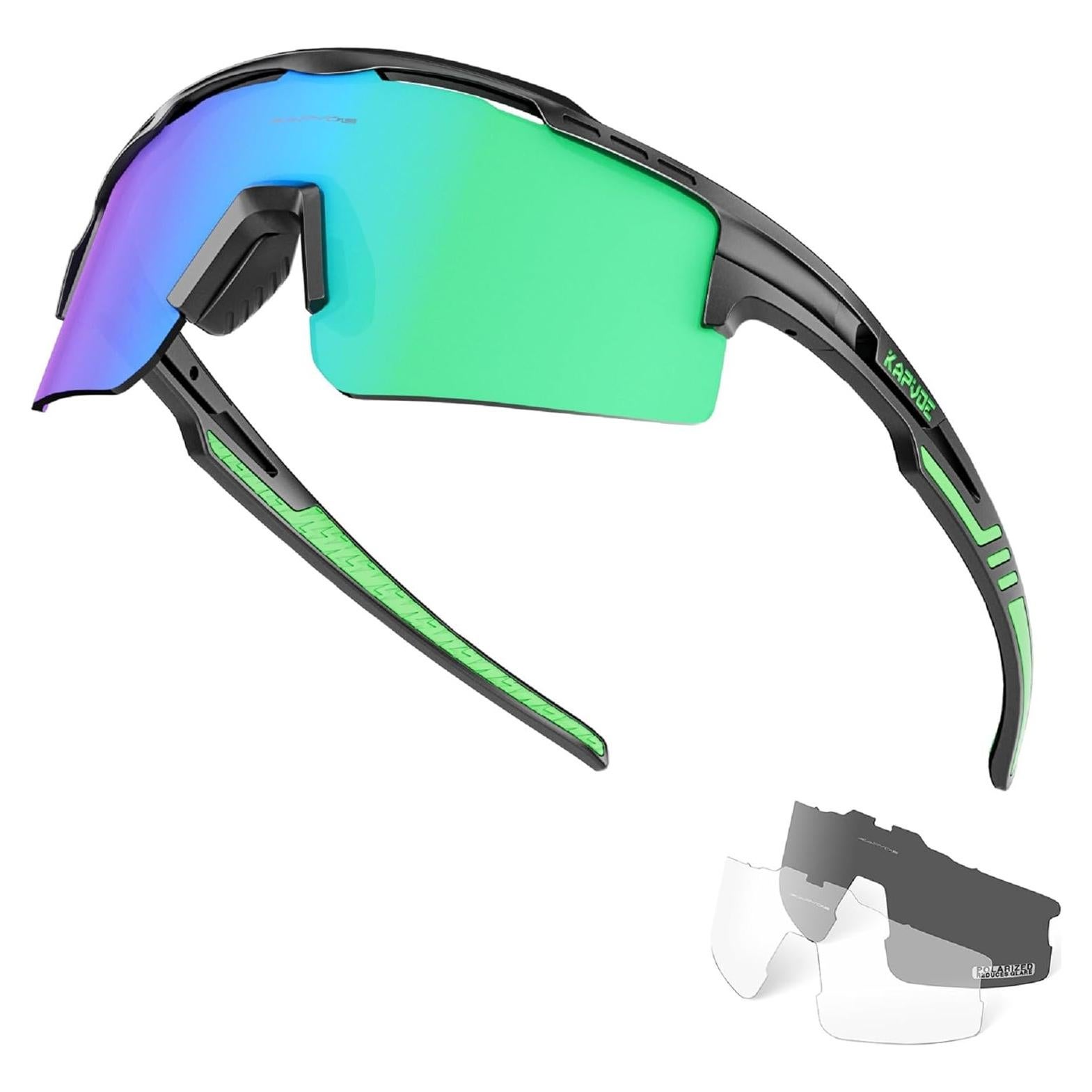 Gafas de Ciclismo KAPVOE UV400 con 3 Lentes Reemplazables