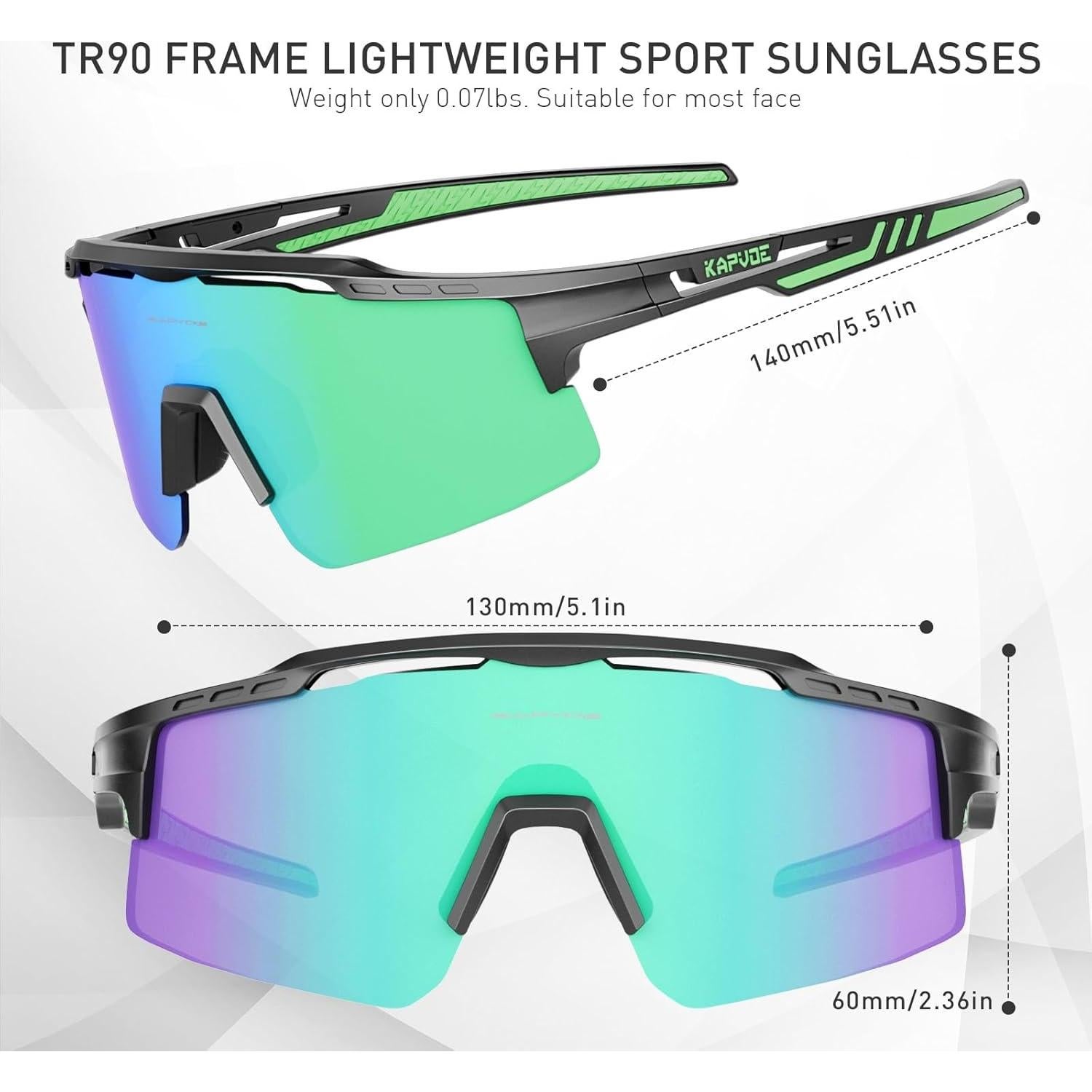 Gafas de Ciclismo KAPVOE UV400 con 3 Lentes Reemplazables