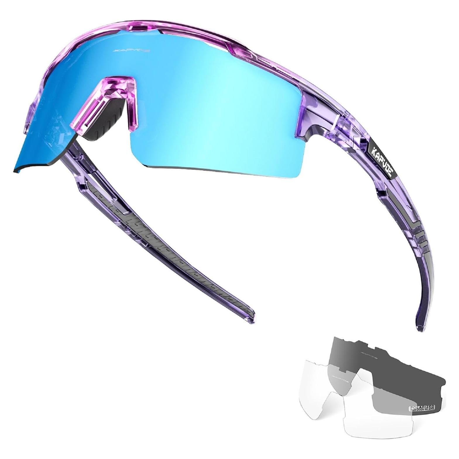 Gafas de Ciclismo KAPVOE UV400 con 3 Lentes Reemplazables