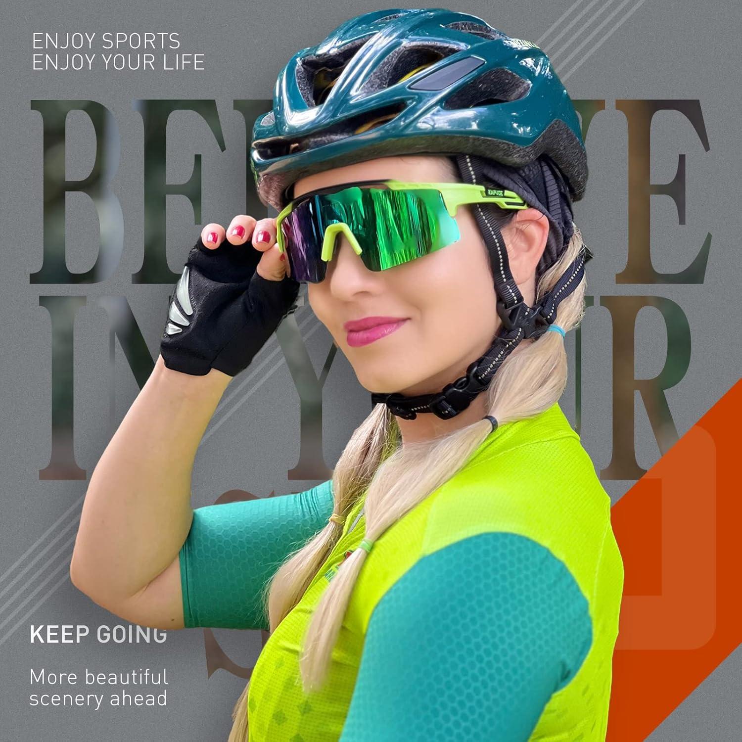 Gafas de Ciclismo KAPVOE UV400 con 3 Lentes Reemplazables
