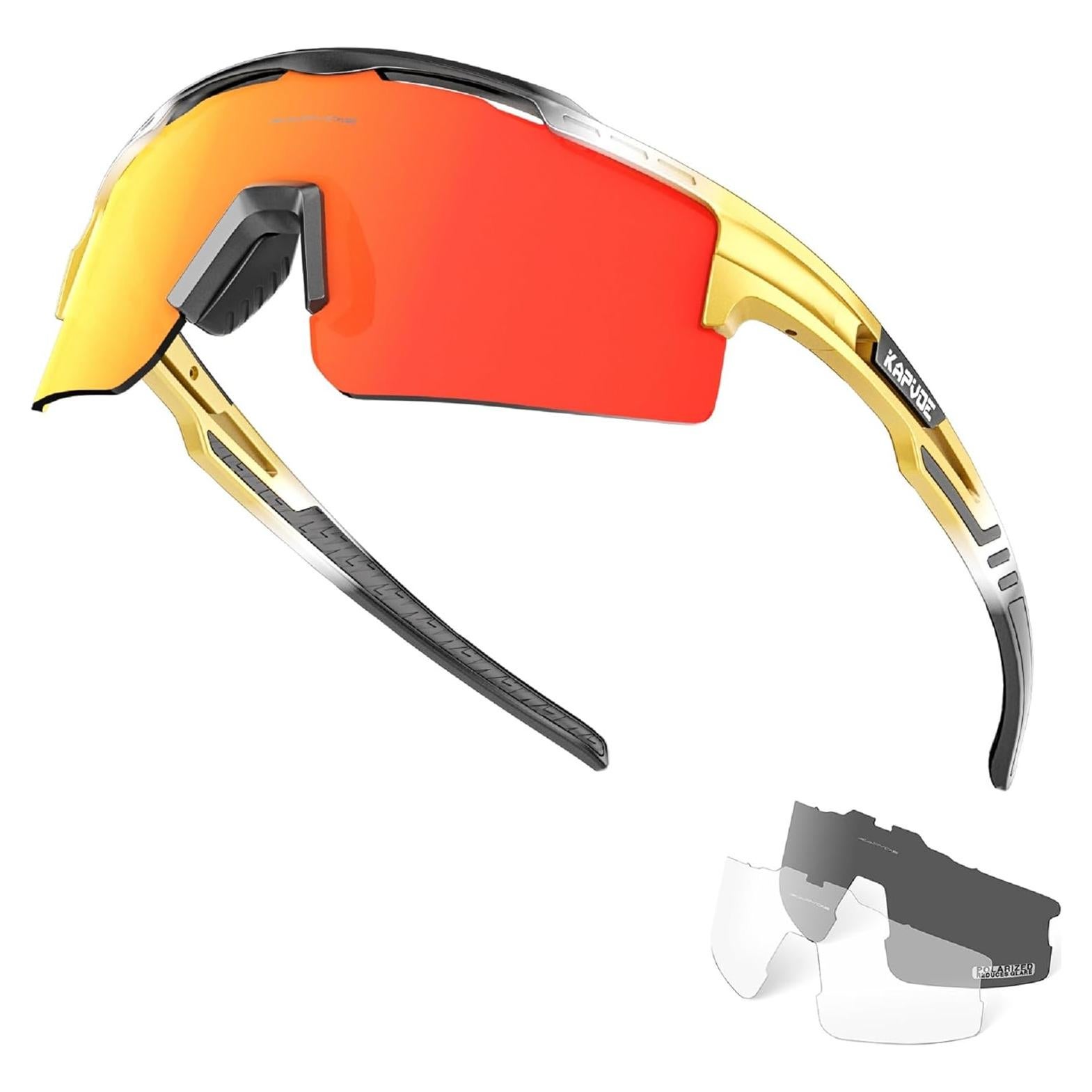 Gafas de Ciclismo KAPVOE UV400 con 3 Lentes Reemplazables