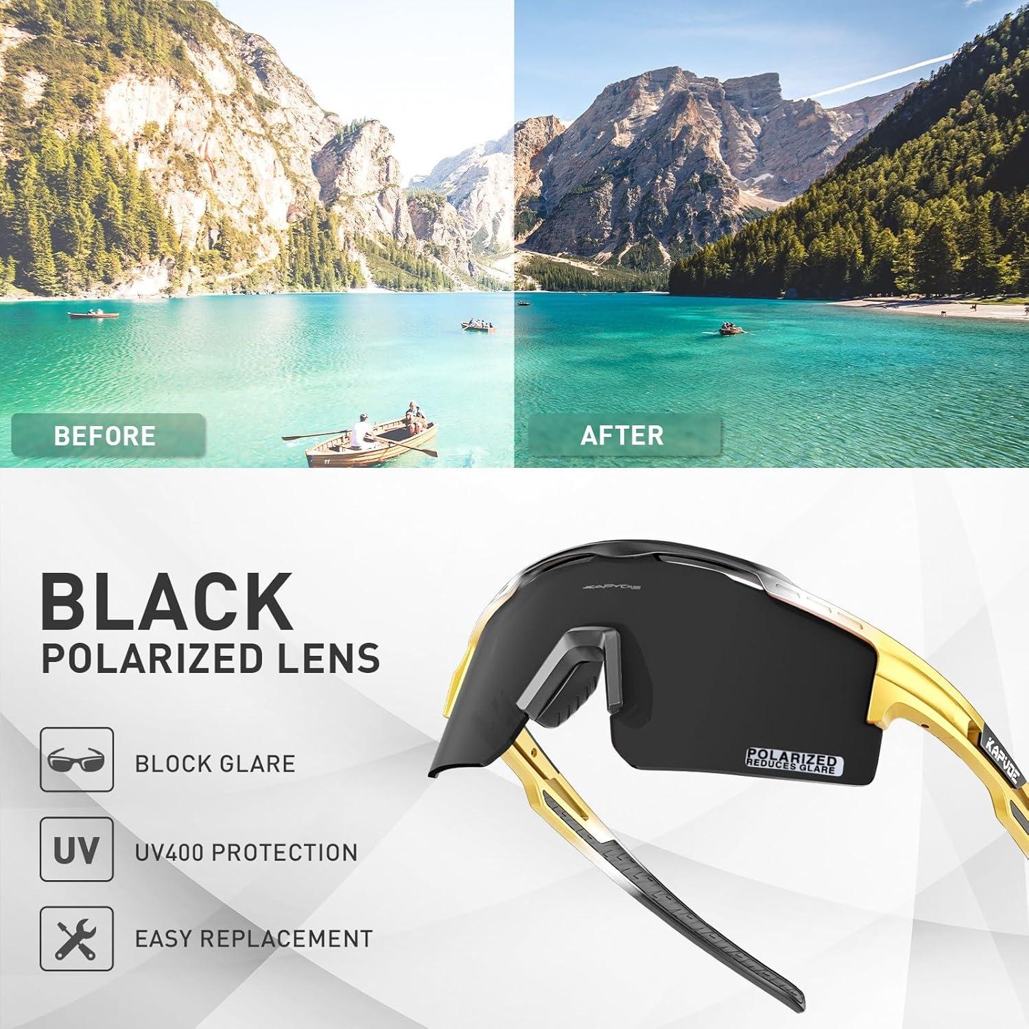 Gafas de Ciclismo KAPVOE UV400 con 3 Lentes Reemplazables