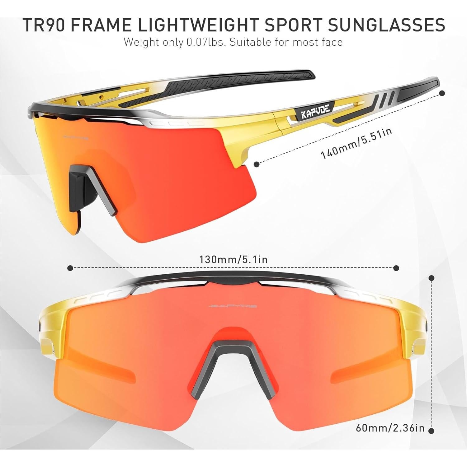 Gafas de Ciclismo KAPVOE UV400 con 3 Lentes Reemplazables