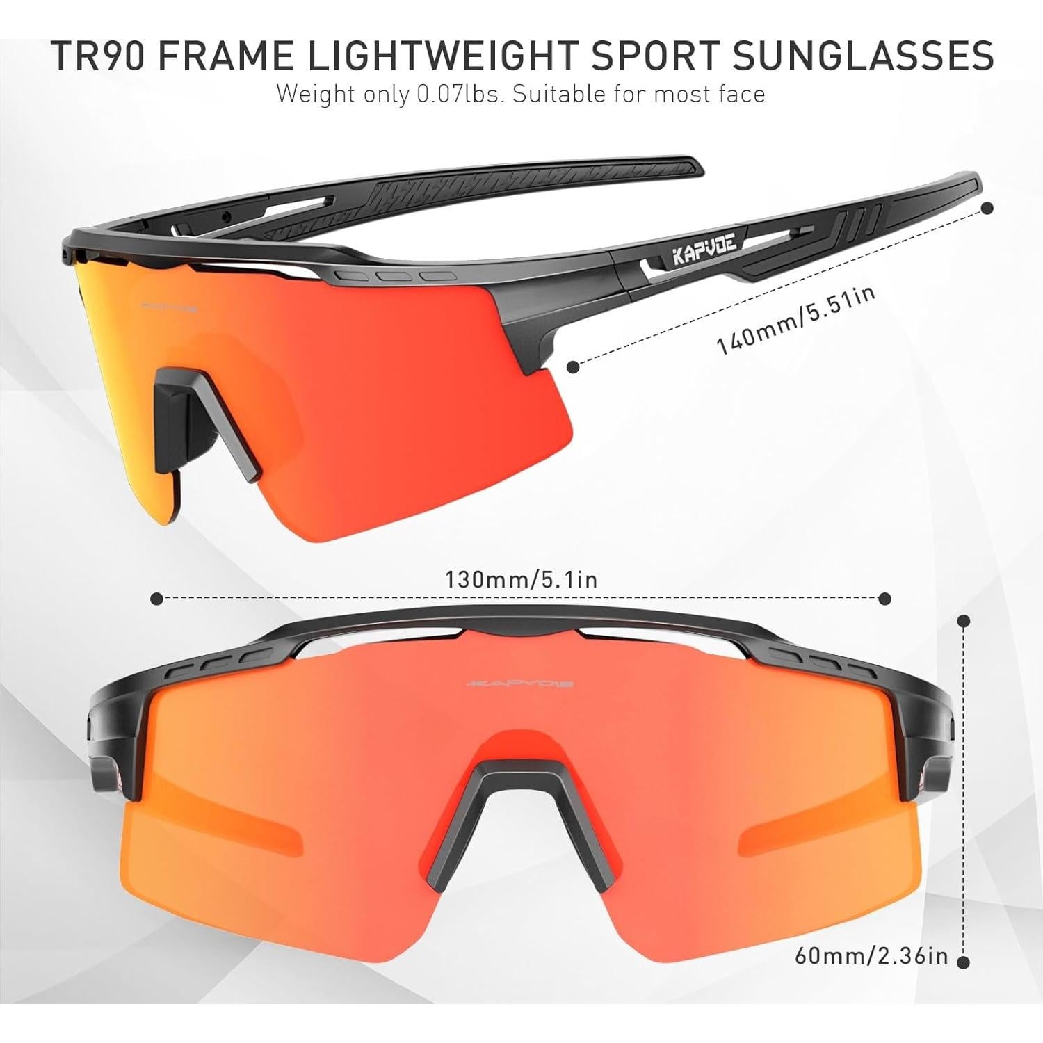 Gafas de Ciclismo KAPVOE UV400 con 3 Lentes Reemplazables