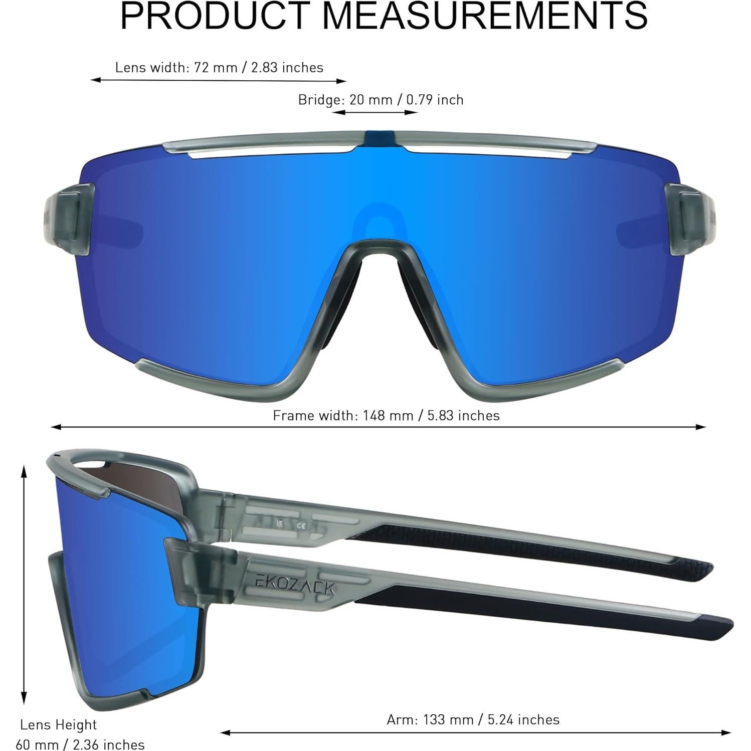 Gafas de Ciclismo EKOZACK Ec01 UV400 Azul Espejado