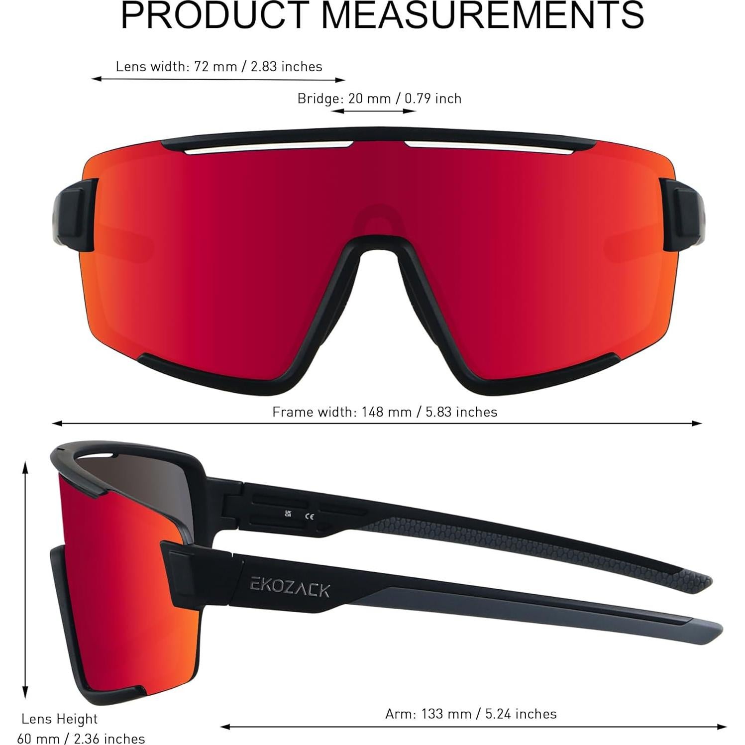 Gafas de Ciclismo EKOZACK Ec01 Rojo Espejado UV400