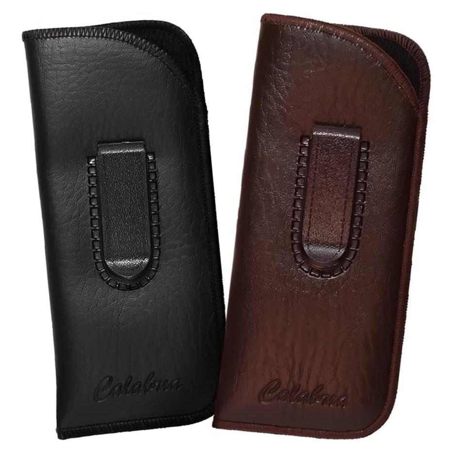 Funda Suave para Gafas Calabria 2 Pack Cuero PU Negro/Marrón