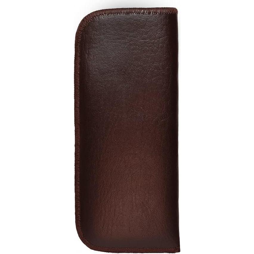 Funda delgada Calabria para gafas con clip de cuero marrón