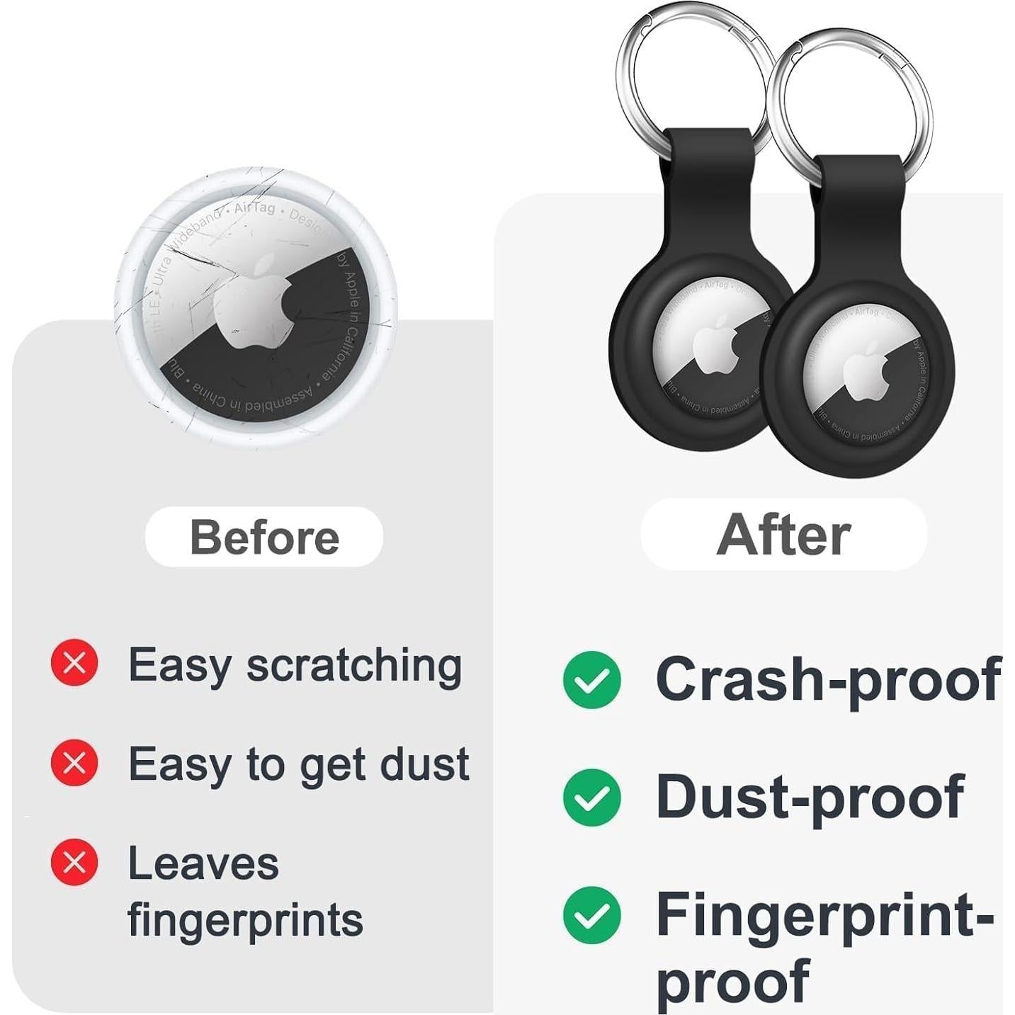 Funda Silicona Linsaner para AirTag 2 Piezas Negro