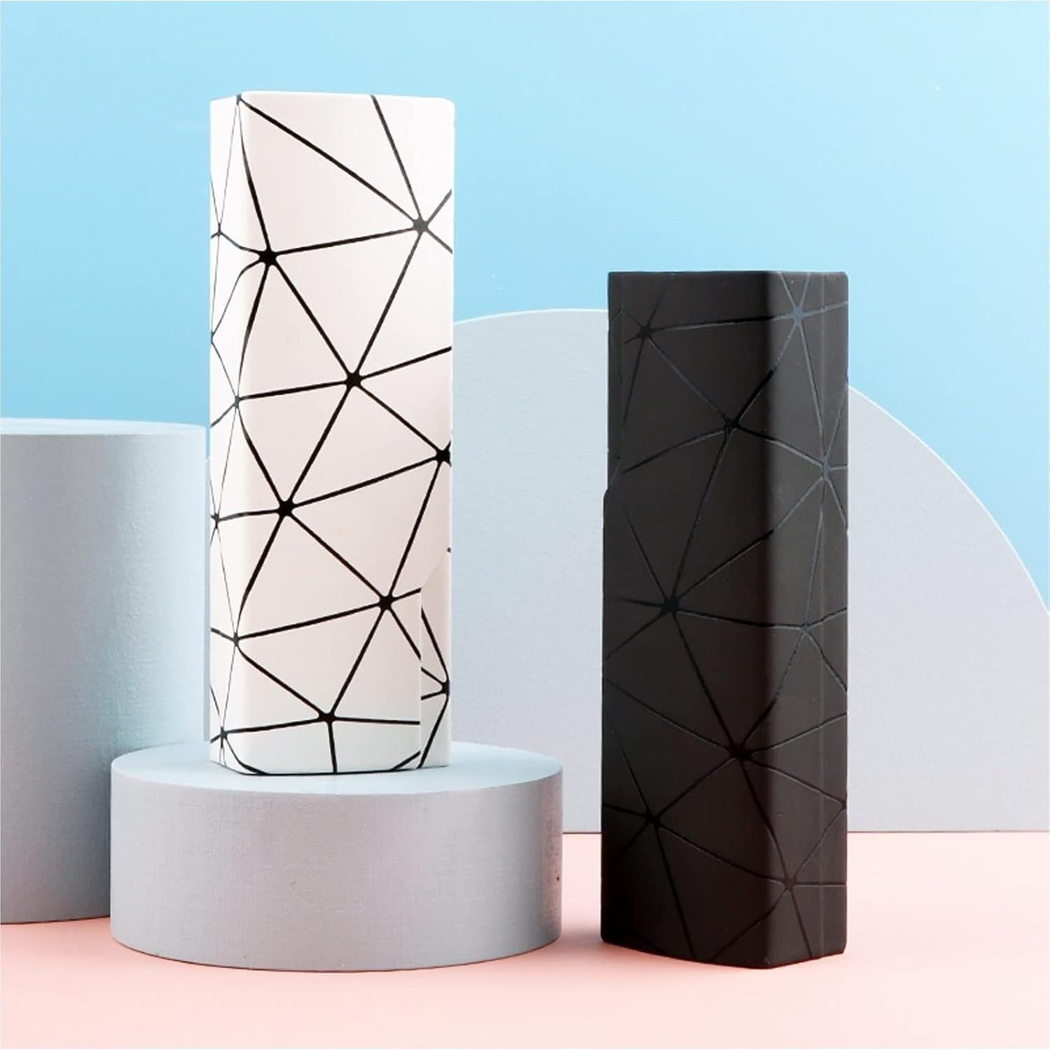 Estuche para gafas Abwuulq rígido unisex 16x5cm blanco/negro