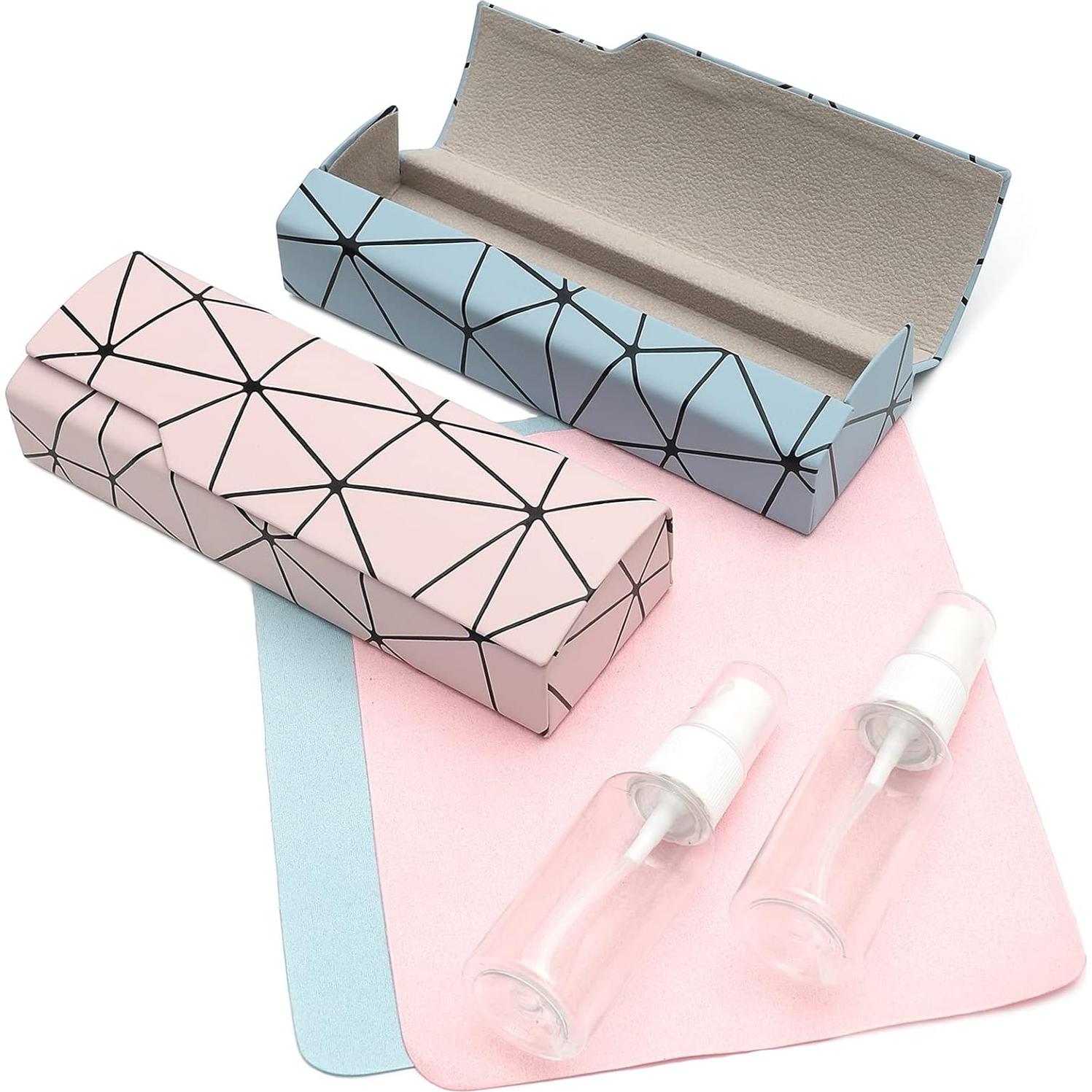 Estuche para Gafas Abwuulq Rosa y Azul, 16x5 cm