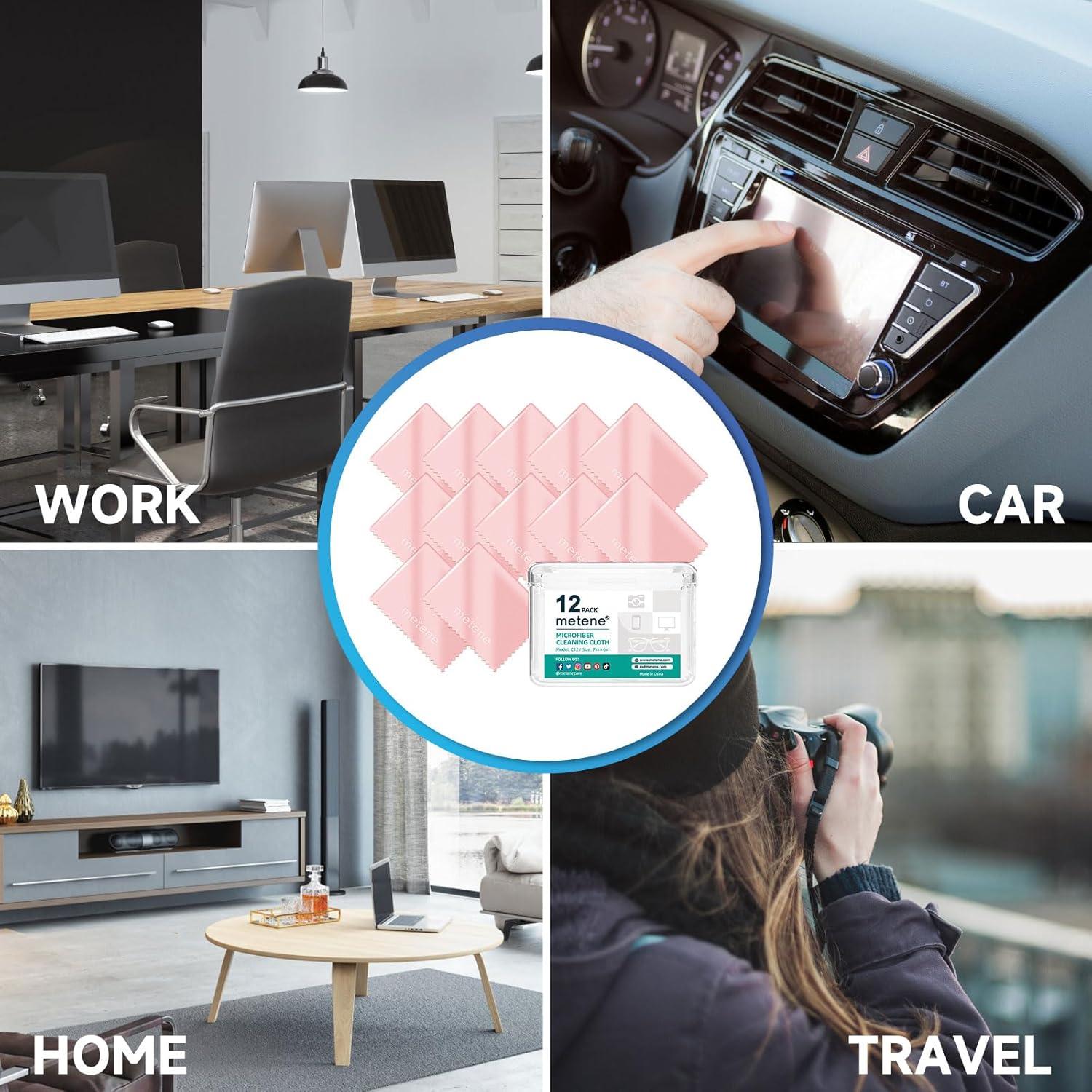 Paño de Microfibra Metene 12 Piezas Rosa para Limpieza