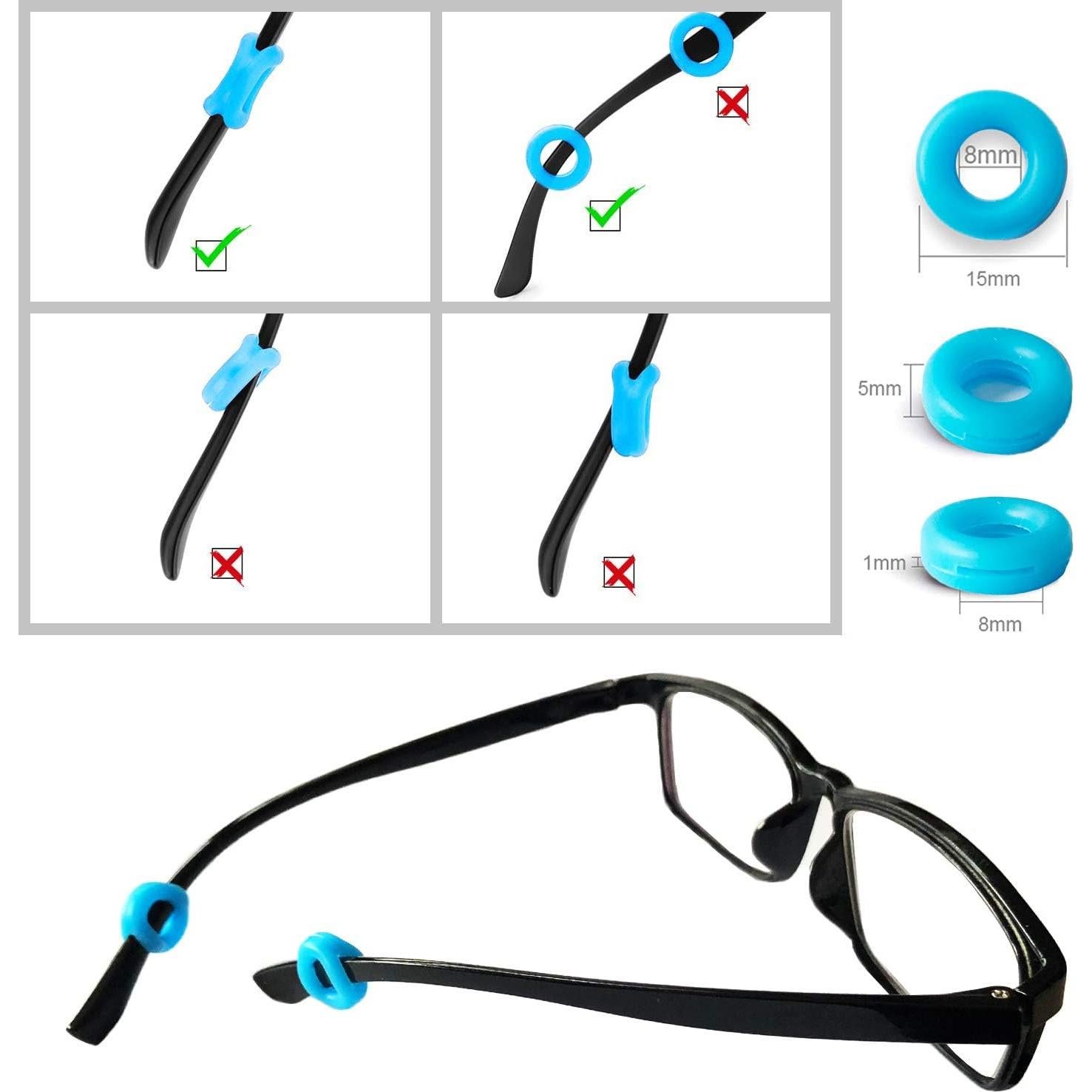 Benvo 12 Sujetadores de Gafas de Silicona Antideslizantes