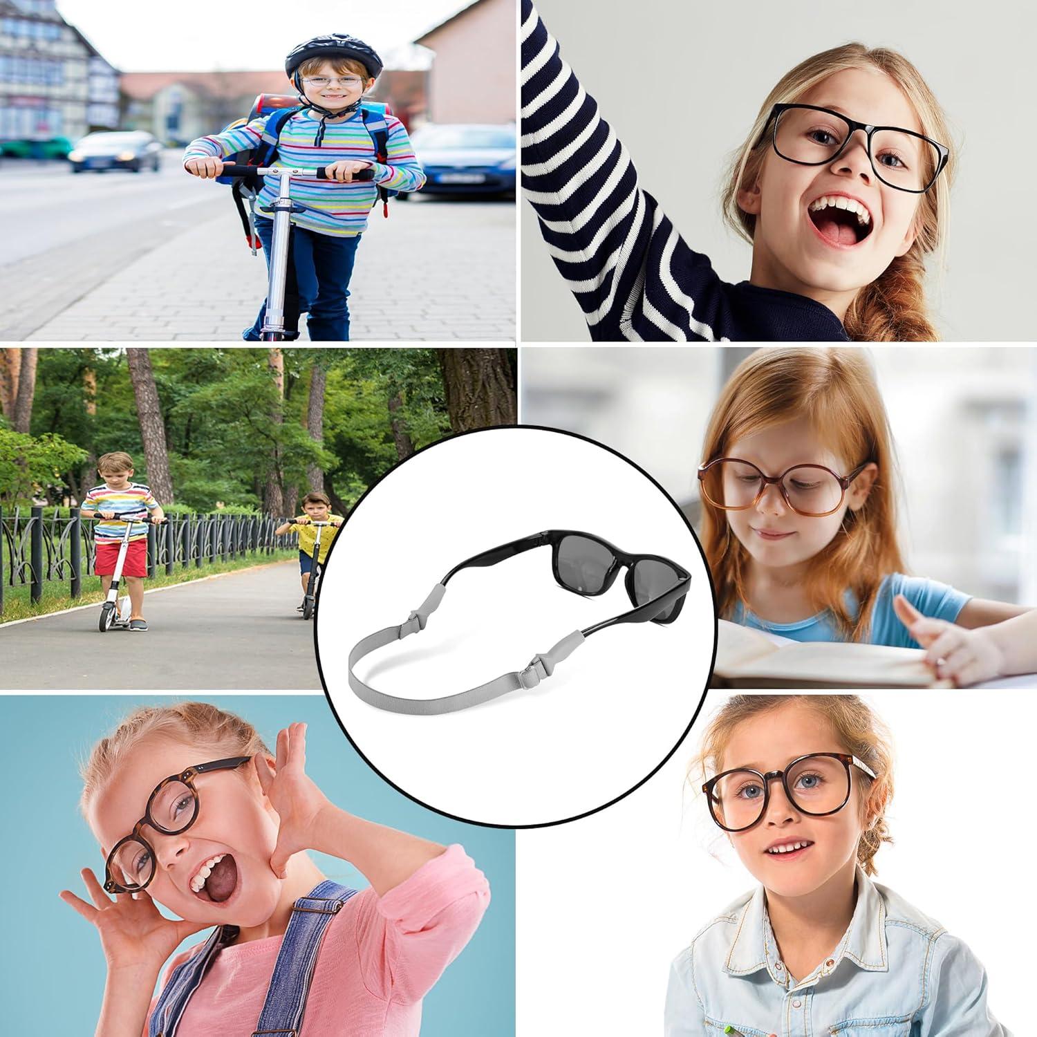 LVVFIT Correas para Gafas Niños 16.5-25.4 cm 4 Piezas Gris
