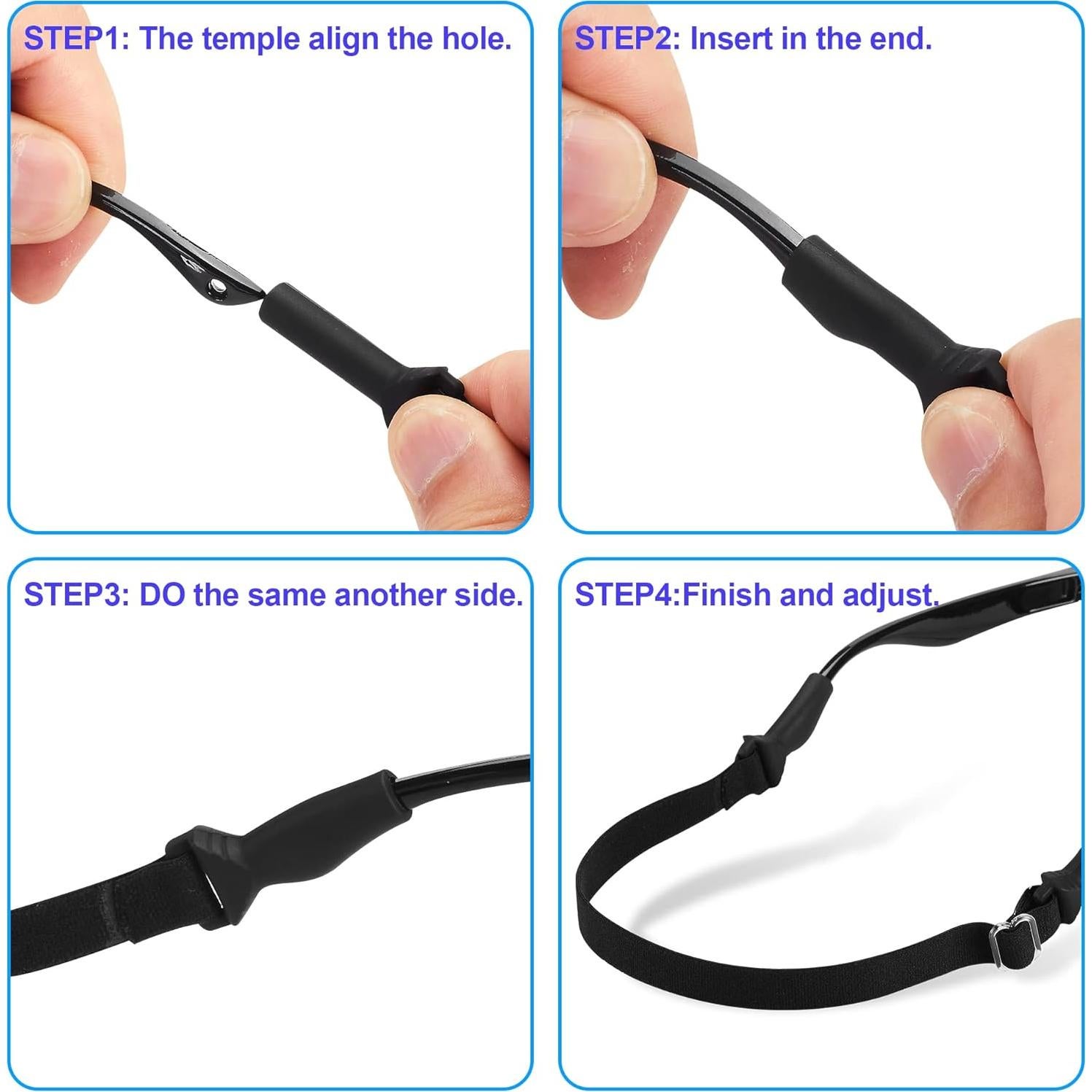 LVVFIT Correas para Gafas Niños 16.5-25.4 cm Ajustables 4 Piezas