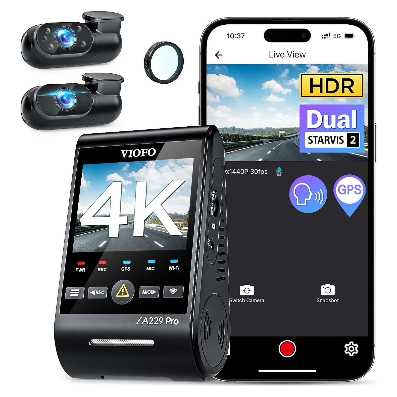 Cámara Dash VIOFO A229 Pro 3CH 4K Triple Automóvil