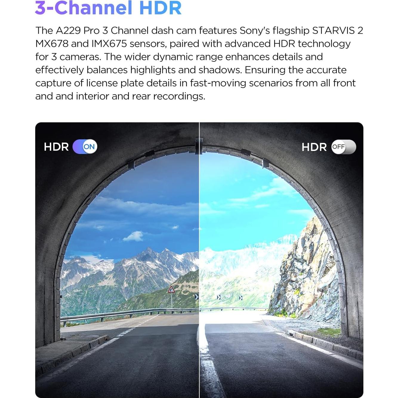 Cámara Dash VIOFO A229 Pro 3CH 4K Triple Automóvil