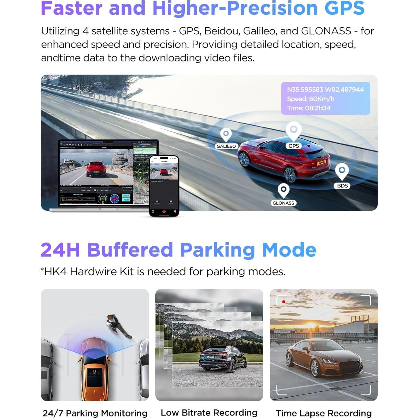 Cámara Dash VIOFO A229 Pro 3CH 4K Triple Automóvil