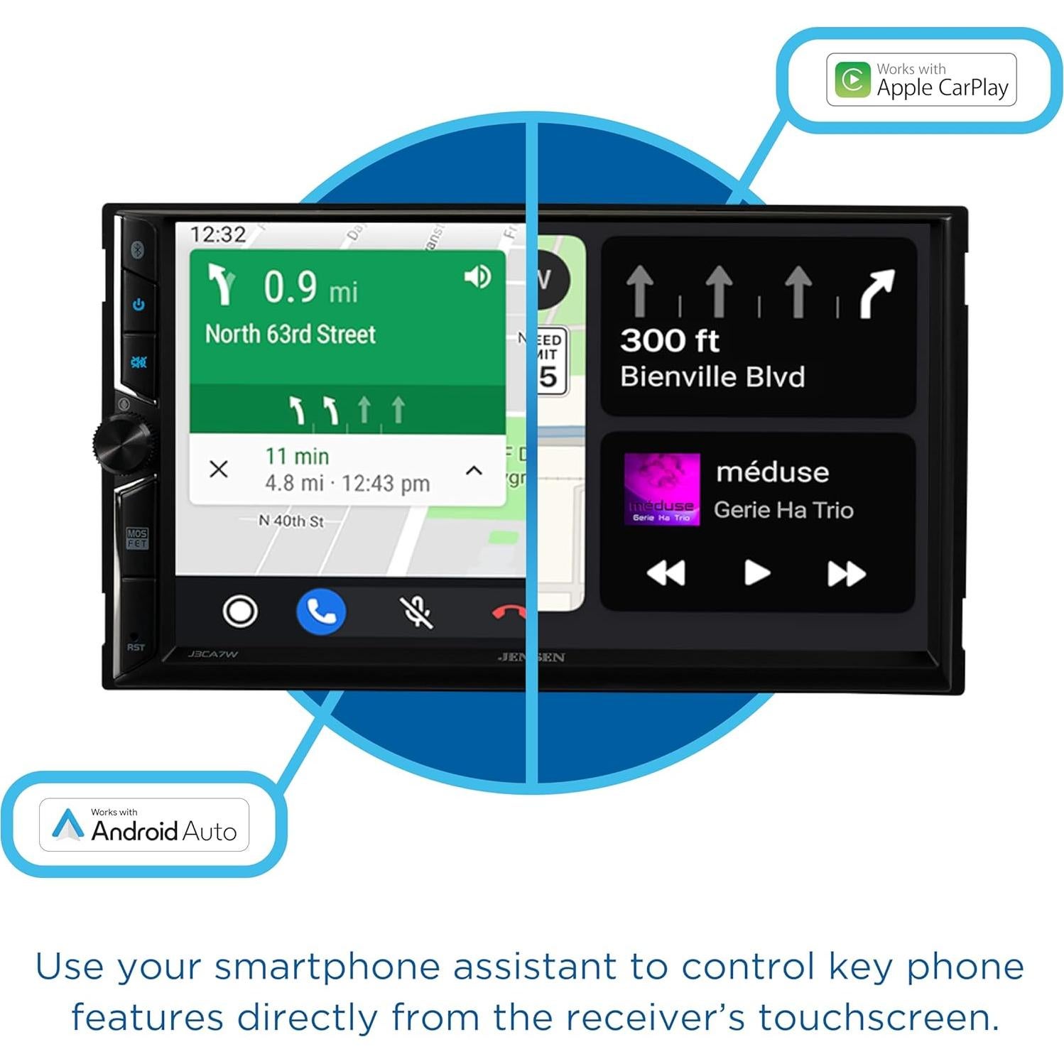 Estéreo de Coche Jensen J3CA7W Doble DIN 7" Bluetooth