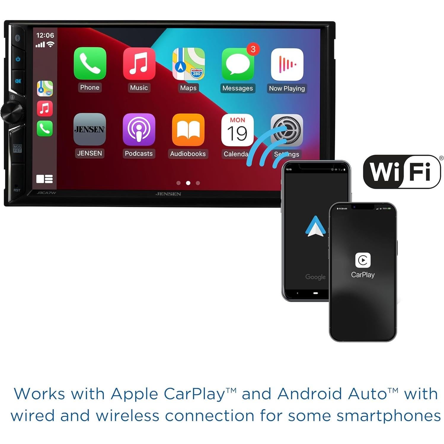 Estéreo de Coche Jensen J3CA7W Doble DIN 7" Bluetooth